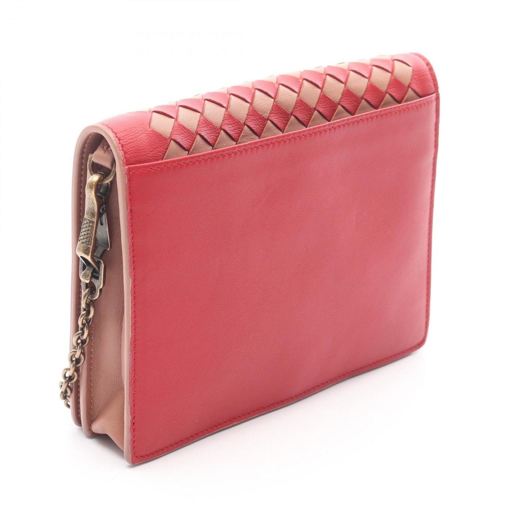 Bottega Veneta Intrecciato Shoulder Bag, Leather, Red and Pink