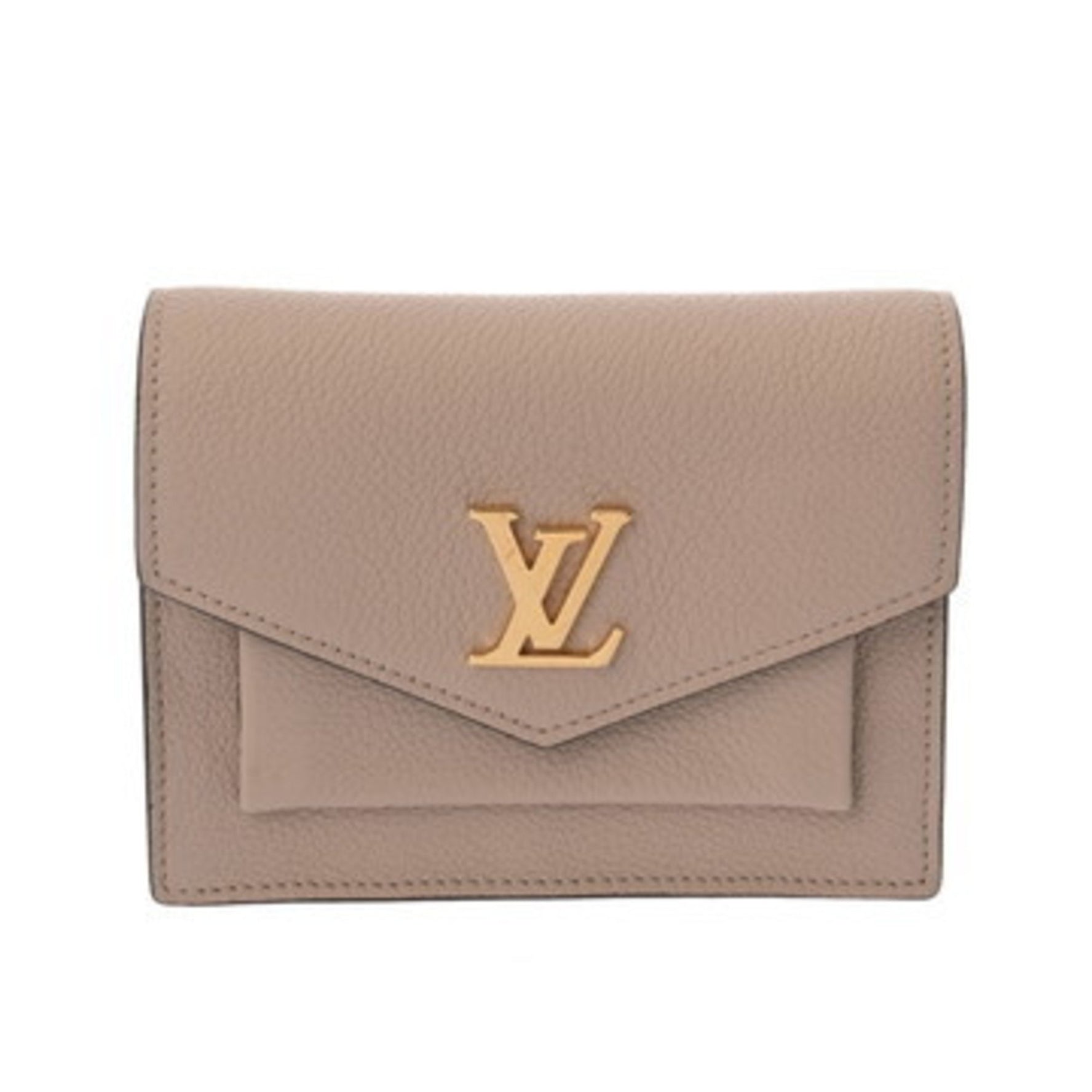 LOUIS VUITTON Pochette My Lock Me Mini Greige Leather Shoulder Bag