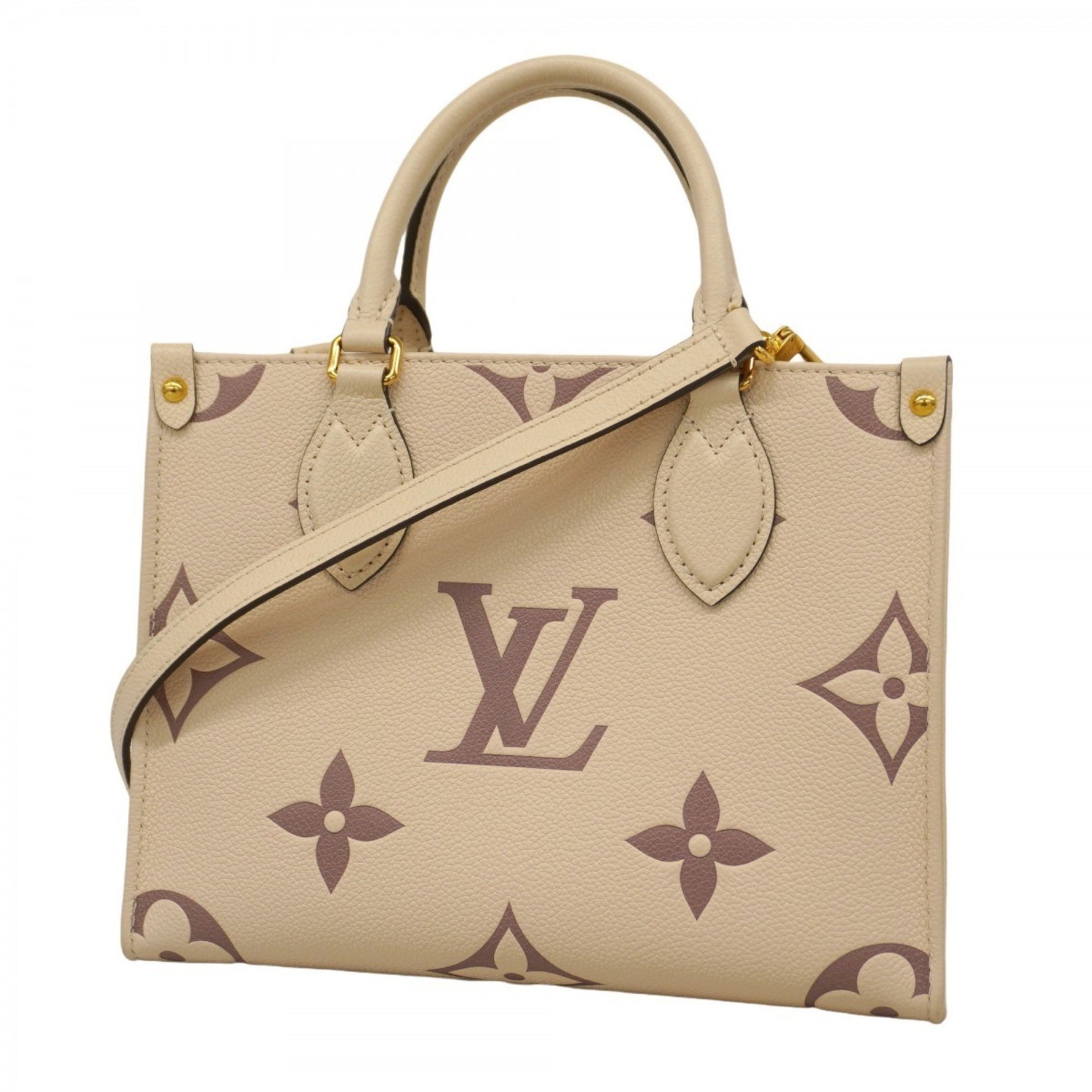 Louis Vuitton Monogram Empreinte Two-Tone On-the-Go PM Handbag Crème Bois de Rose Bag