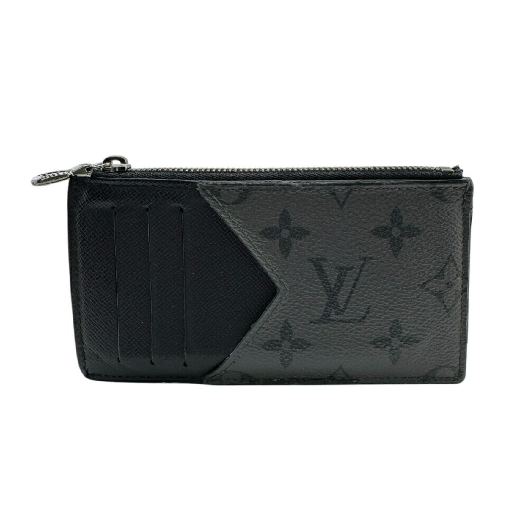 LOUIS VUITTON Coin Card Holder Case Monogram Eclipse Black