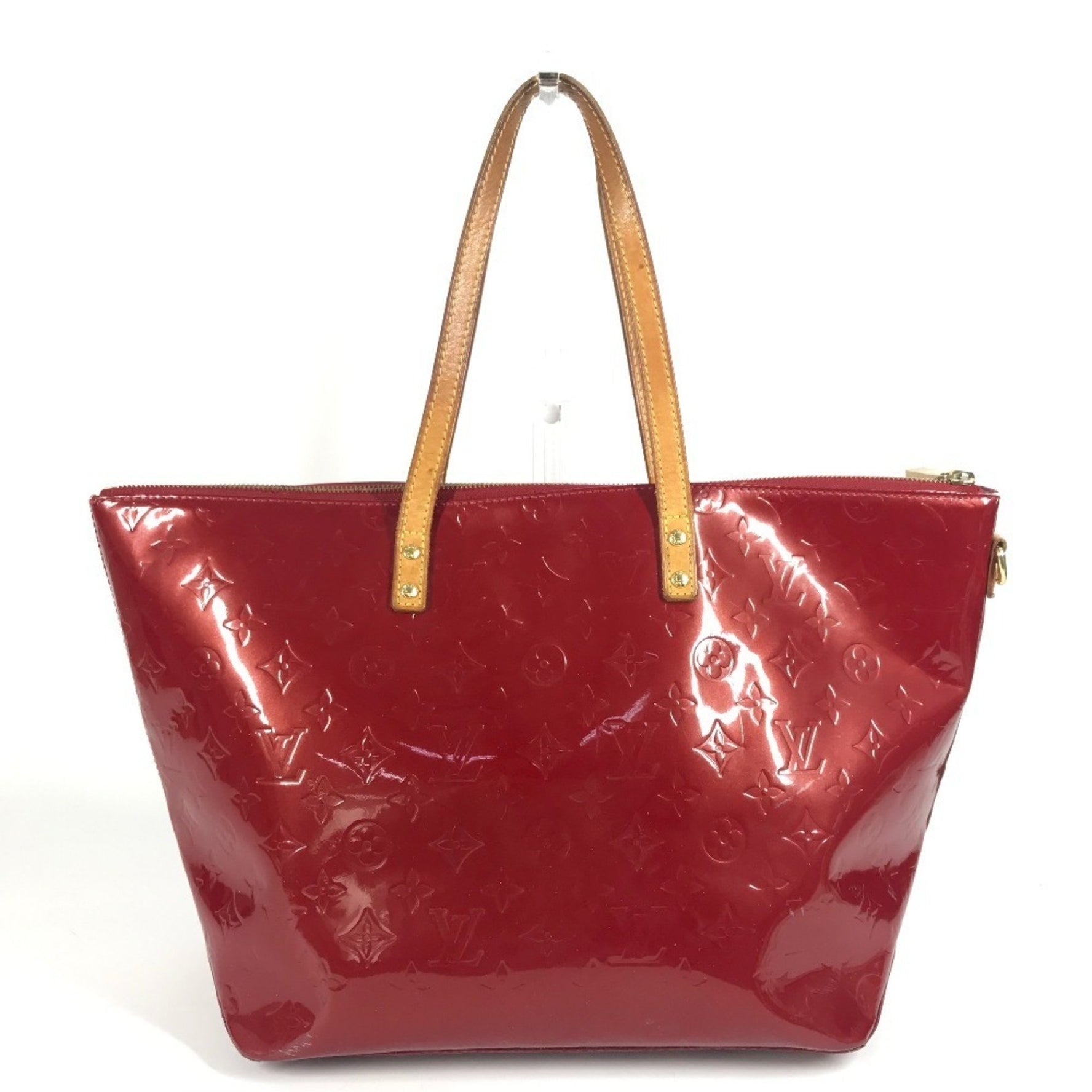 LOUIS VUITTON Monogram Vernis Bellevue GM Shoulder Tote Bag in Canvas, Red
