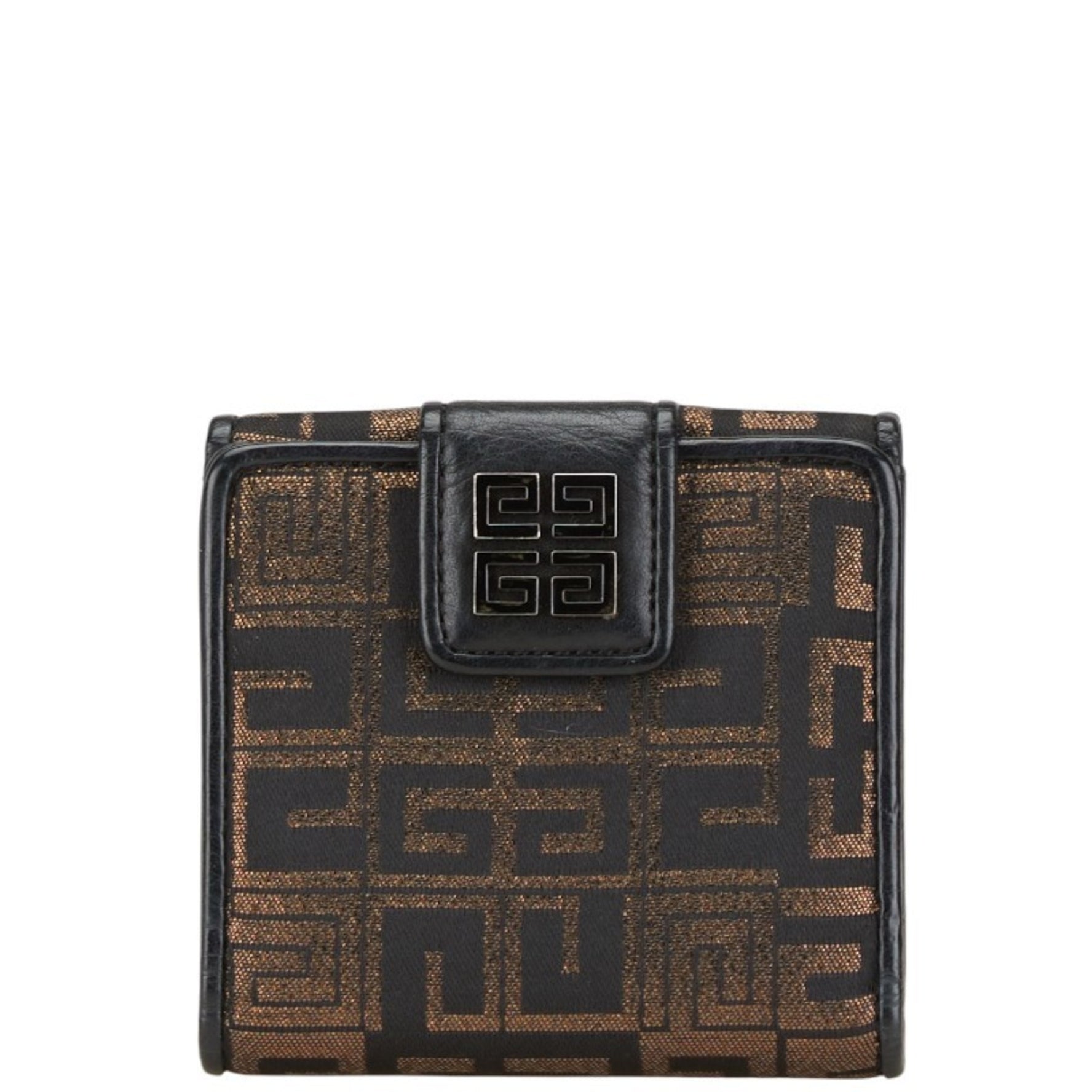 Givenchy Bi-fold Wallet W Compact Black Gold Canvas Leather
