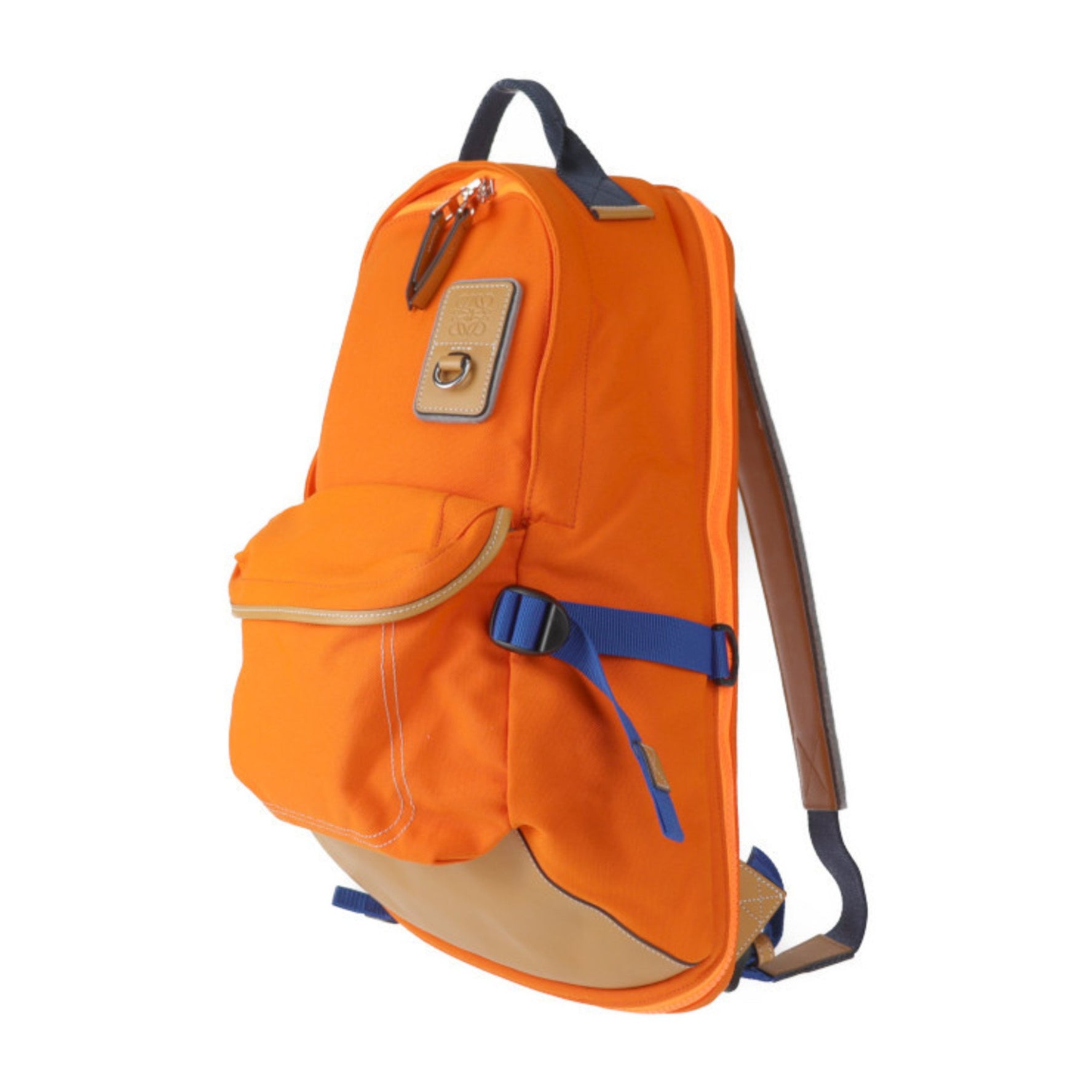 Loewe LOEWE Eye/LOEWE Nature Backpack/Daypack 301.50.NU40 Canvas and Leather Backpack in Orange, Brown, Blue (R2405123007019)