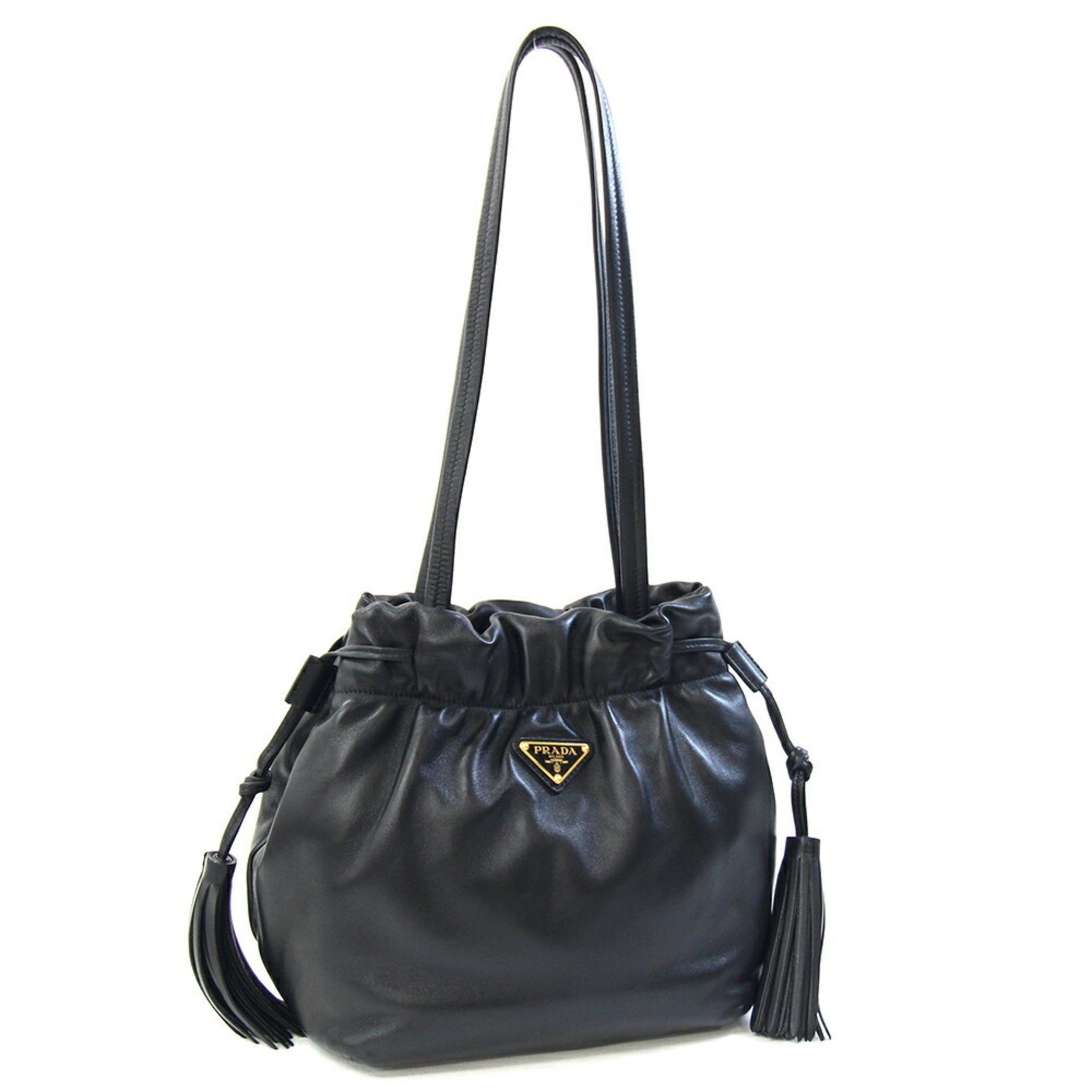 Prada Tote Bag Black Leather Nappa Tassel