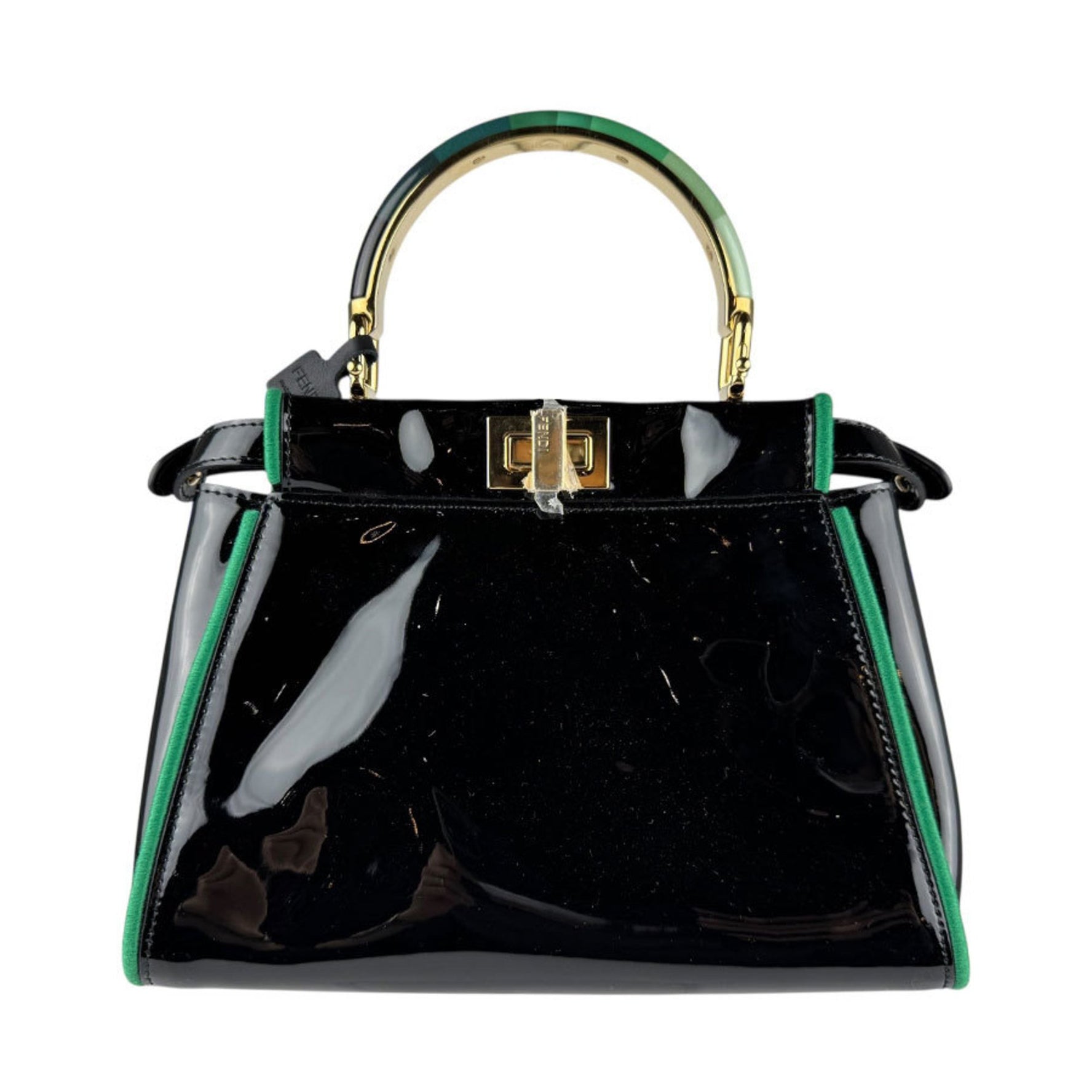 FENDI Handbag Shoulder Bag Mini Peekaboo Iconic Enamel Black x Green