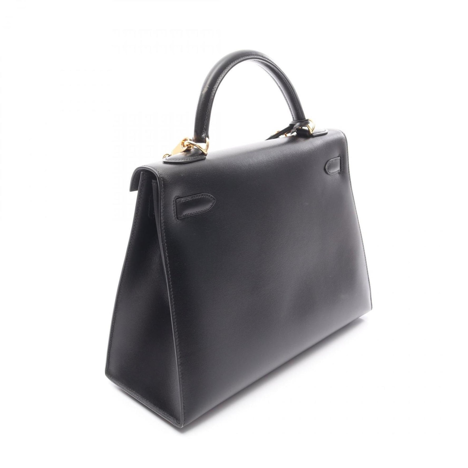 Hermes Hermès Kelly 32 handbag in calfskin box calf leather, black.
