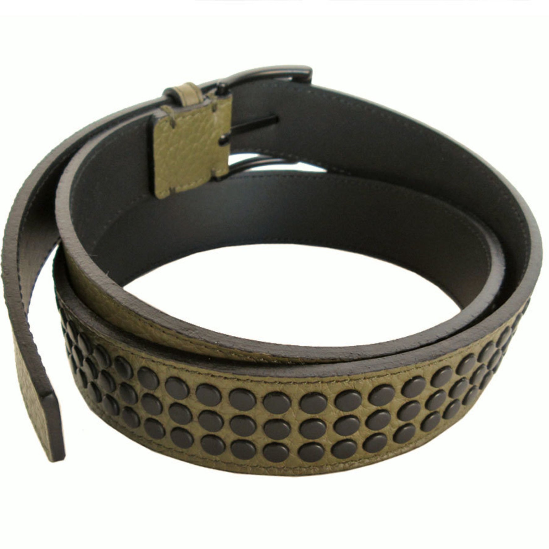 Burberry Belt Leather Metal Khaki Black Men's s0589a