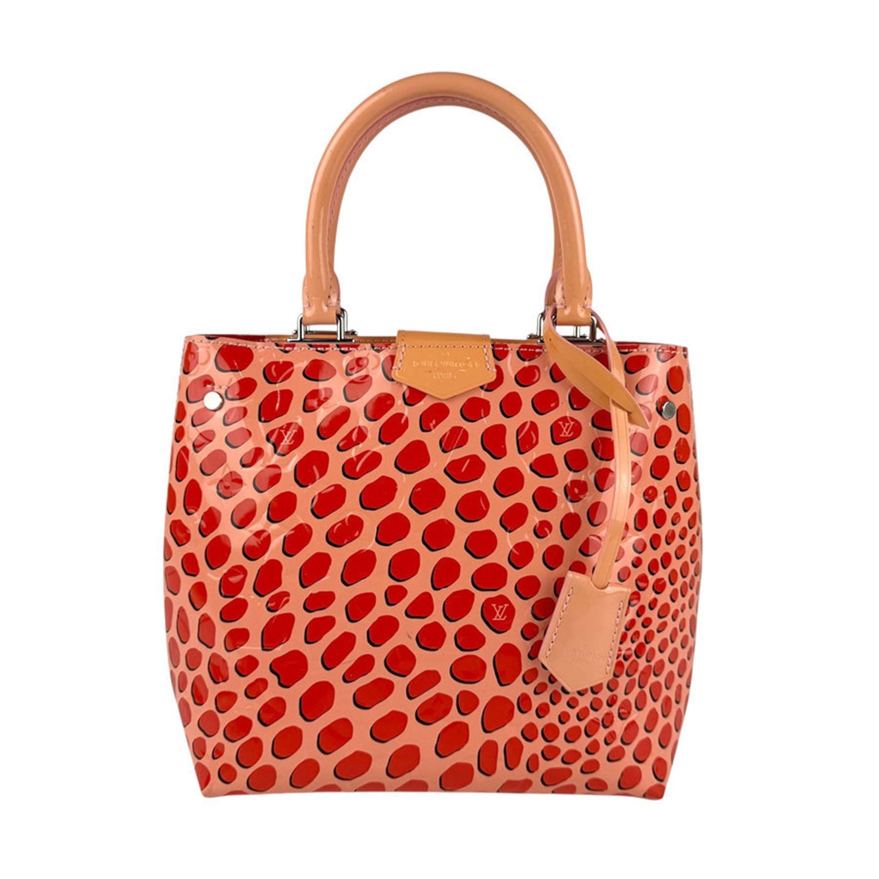 Louis Vuitton Jungle Dot Tote Handbag Shoulder Bag in Patent Leather, Pink Beige, Red, and Silver, Women's, M42032 z6366