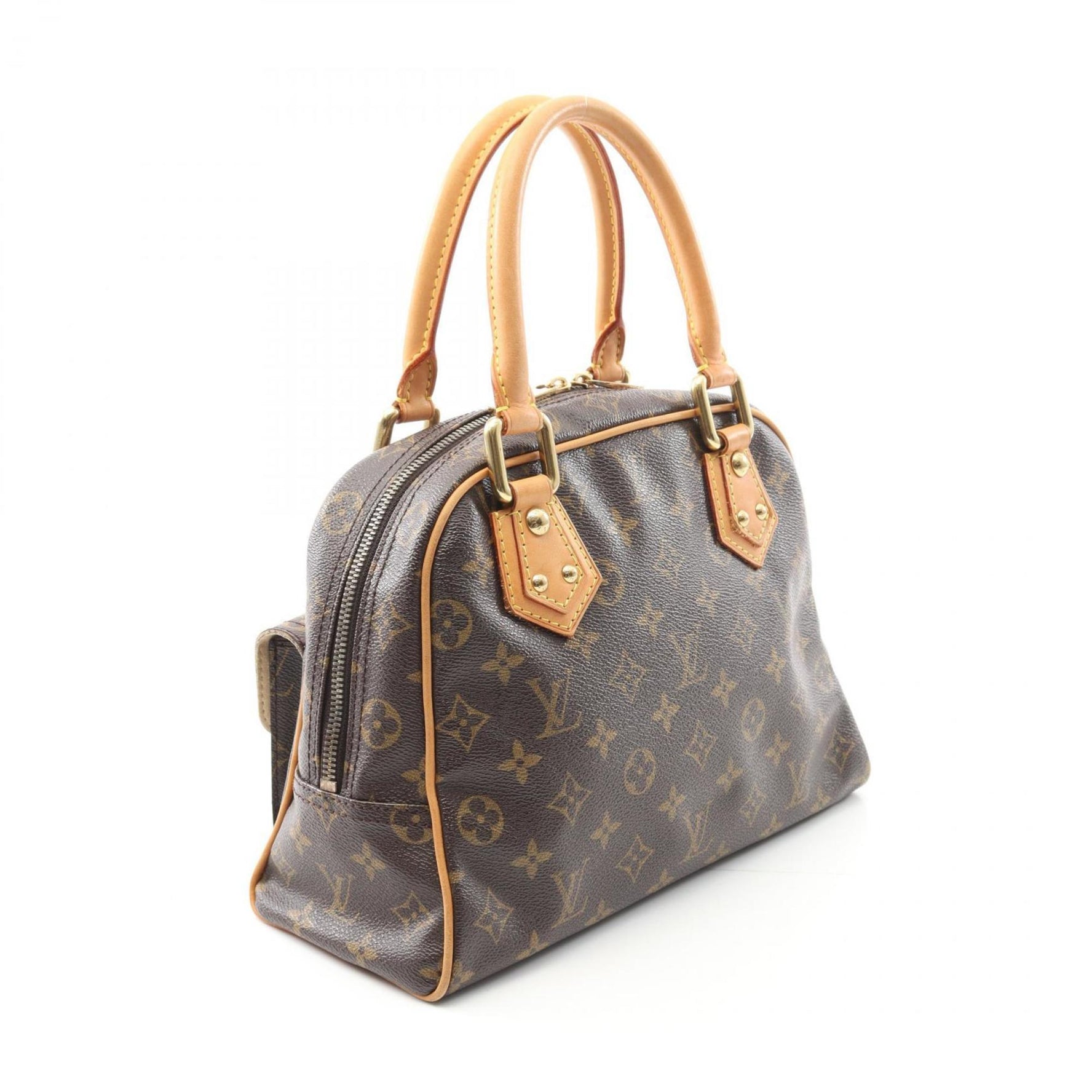 Louis Vuitton Manhattan PM Handbag in Coated Canvas and Leather with Monogram Design