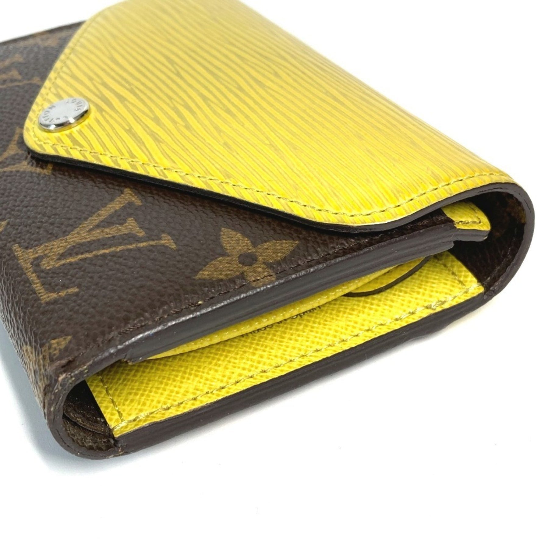 LOUIS VUITTON Monogram Portefeuille Marie Lou Compact Wallet, Tri-fold Canvas, Unisex, Yellow