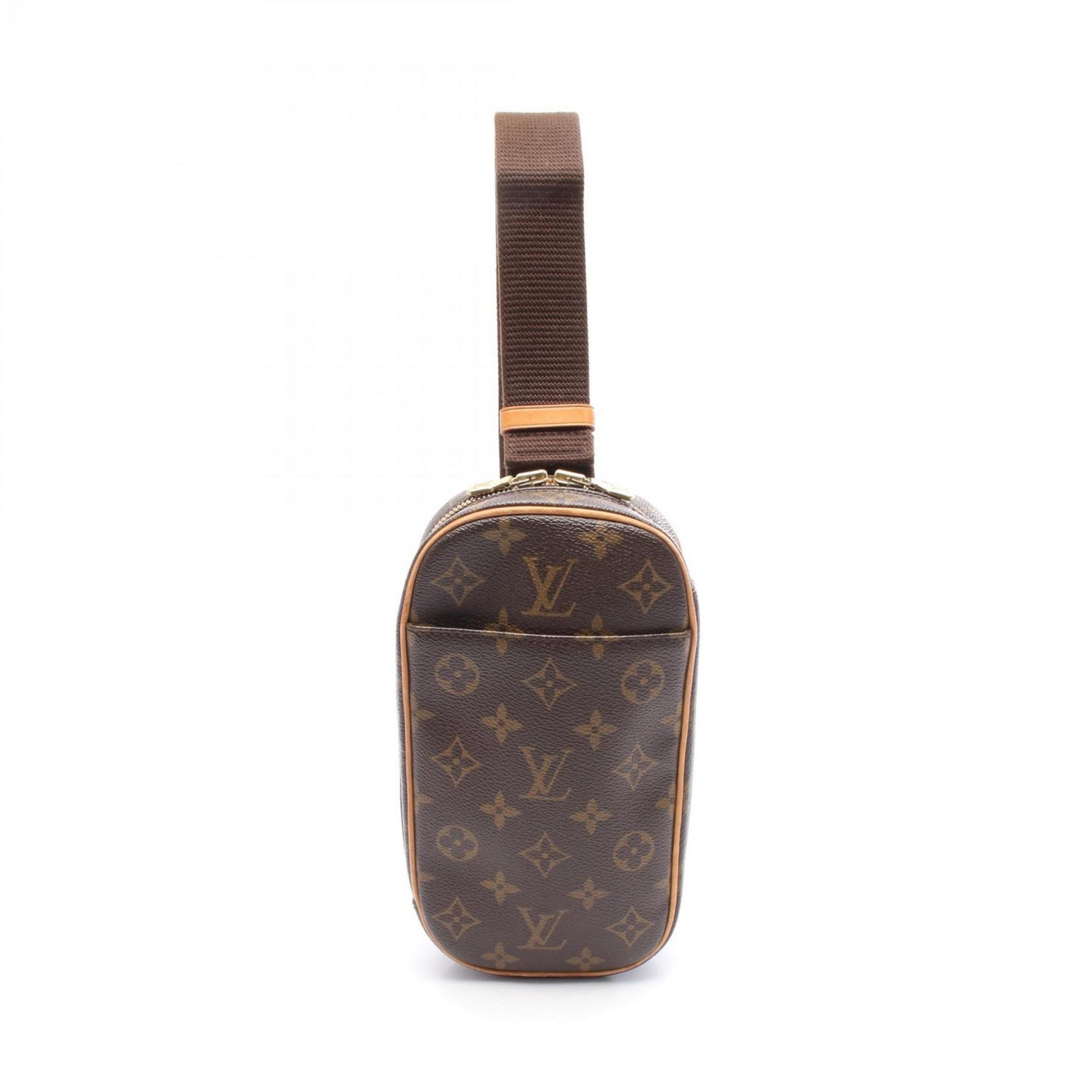 Louis Vuitton Pochette Ganju Monogram Waist Bag Body Coated Canvas Leather Men's