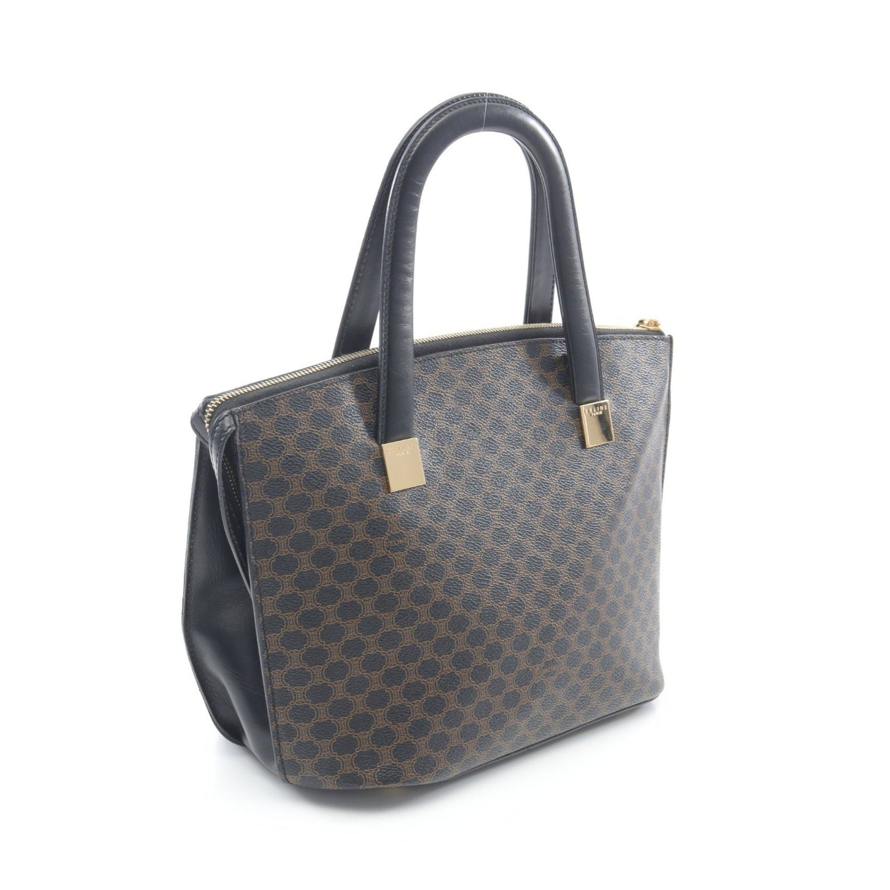 Celine Macadam Handbag, PVC Coated Canvas, Black/Brown