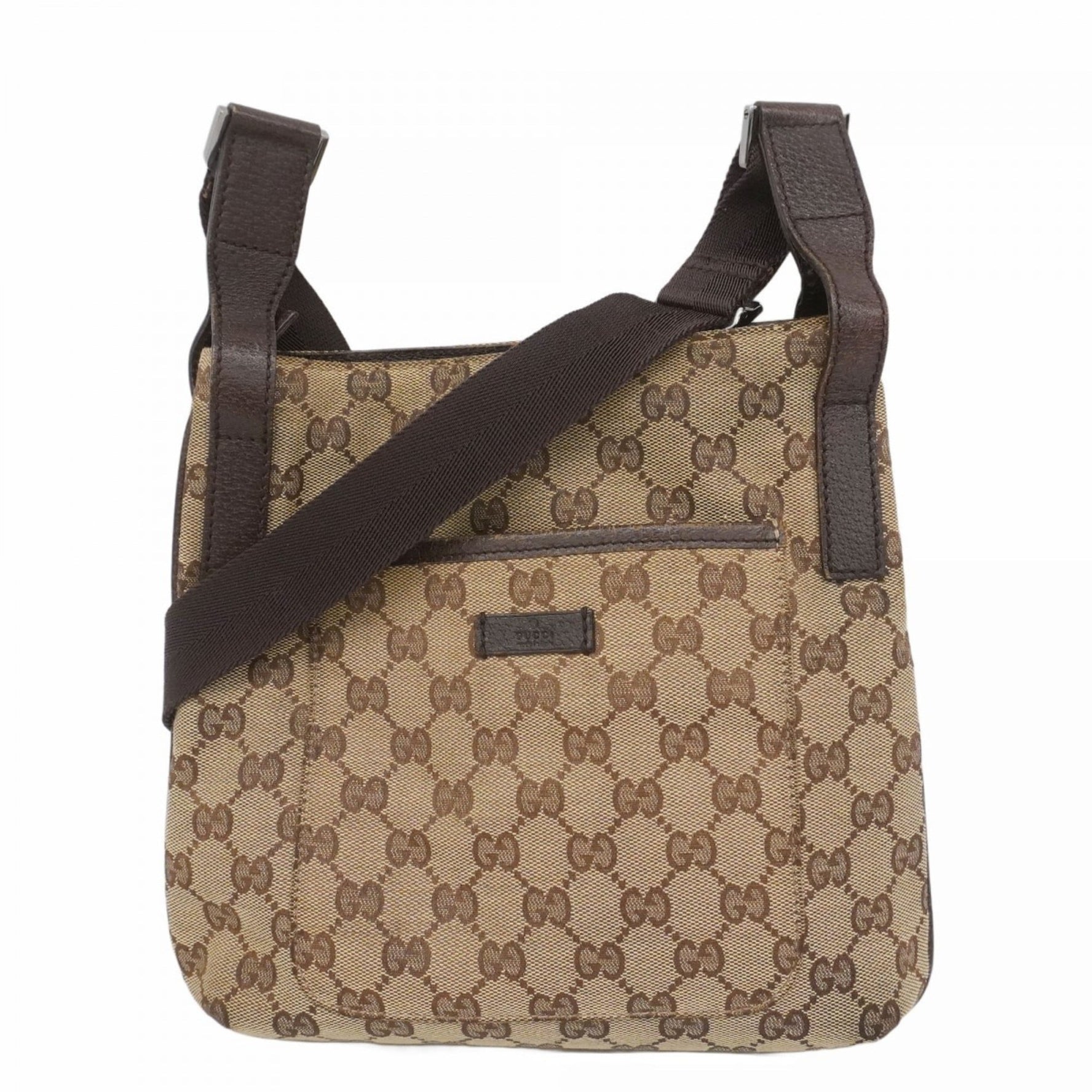 Gucci Shoulder Bag Canvas Beige Brown