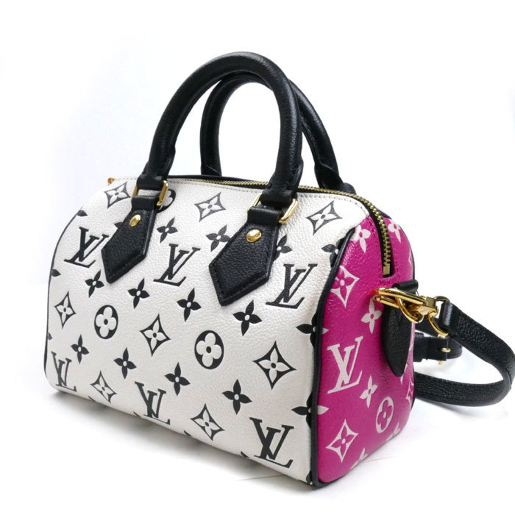 LOUIS VUITTON Louis Vuitton Speedy Bandouliere 20 Boston Bag Monogram Empreinte Black White Pink IC