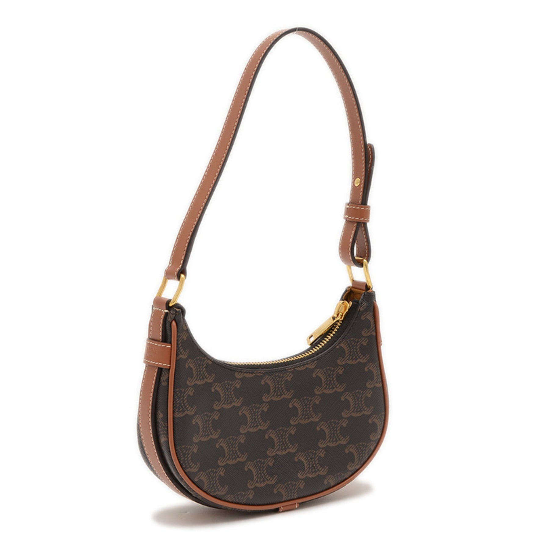 Celine Triomphe Ava Mini Handbag Pouch Tan Black