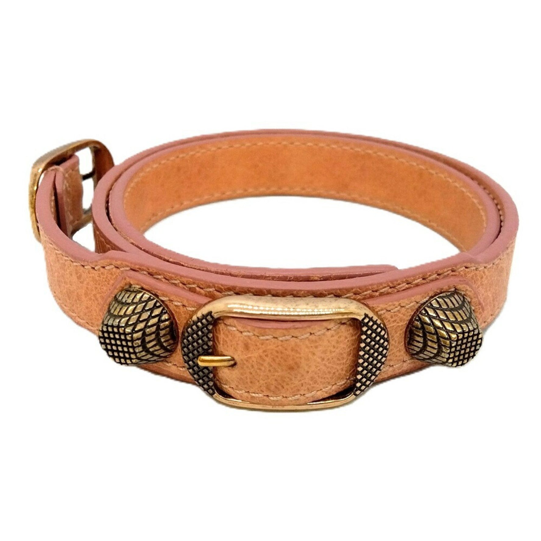 BALENCIAGA Giant Bracelet Leather Pink Bangle