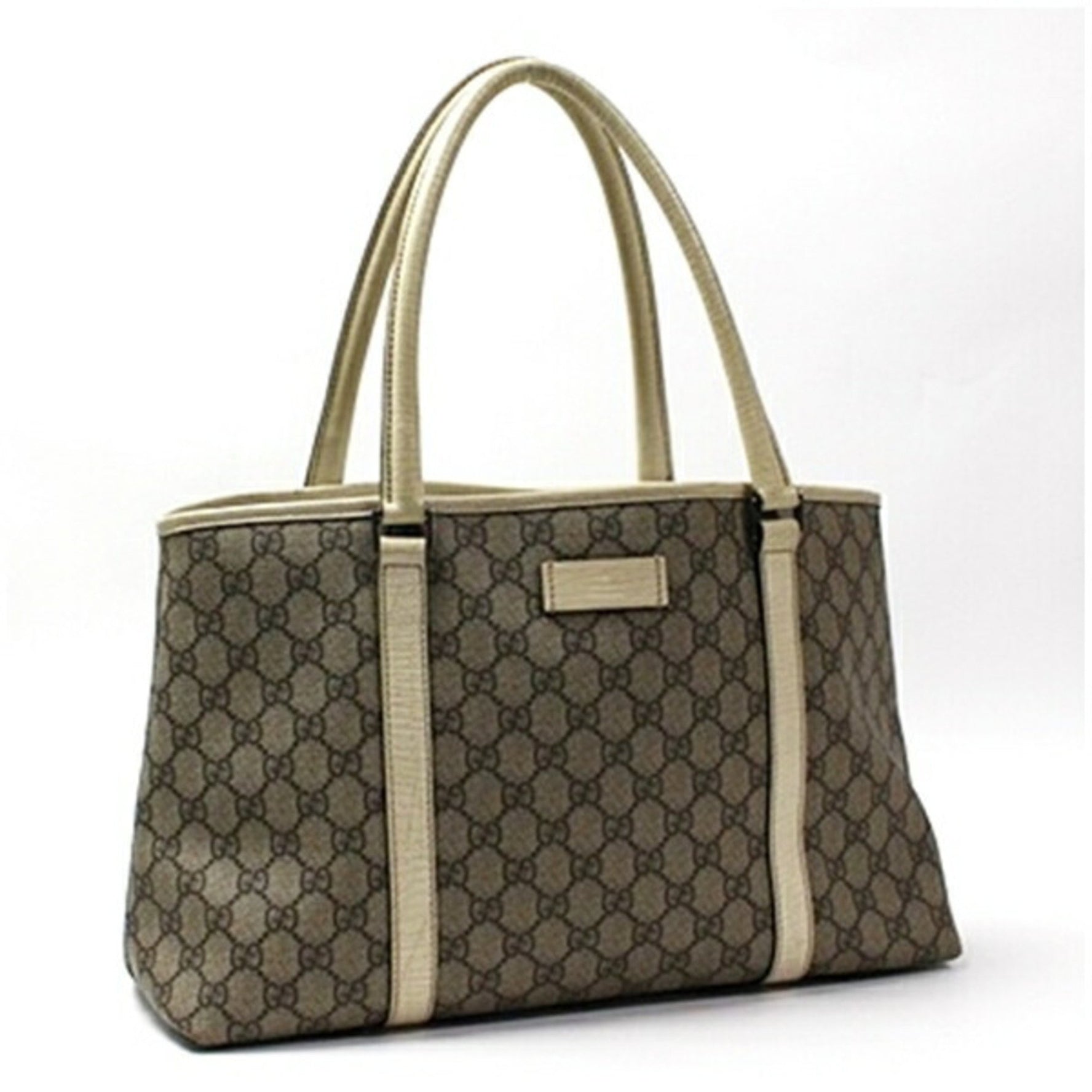 Gucci GG Supreme Tote Bag PVC and Leather Beige Brown