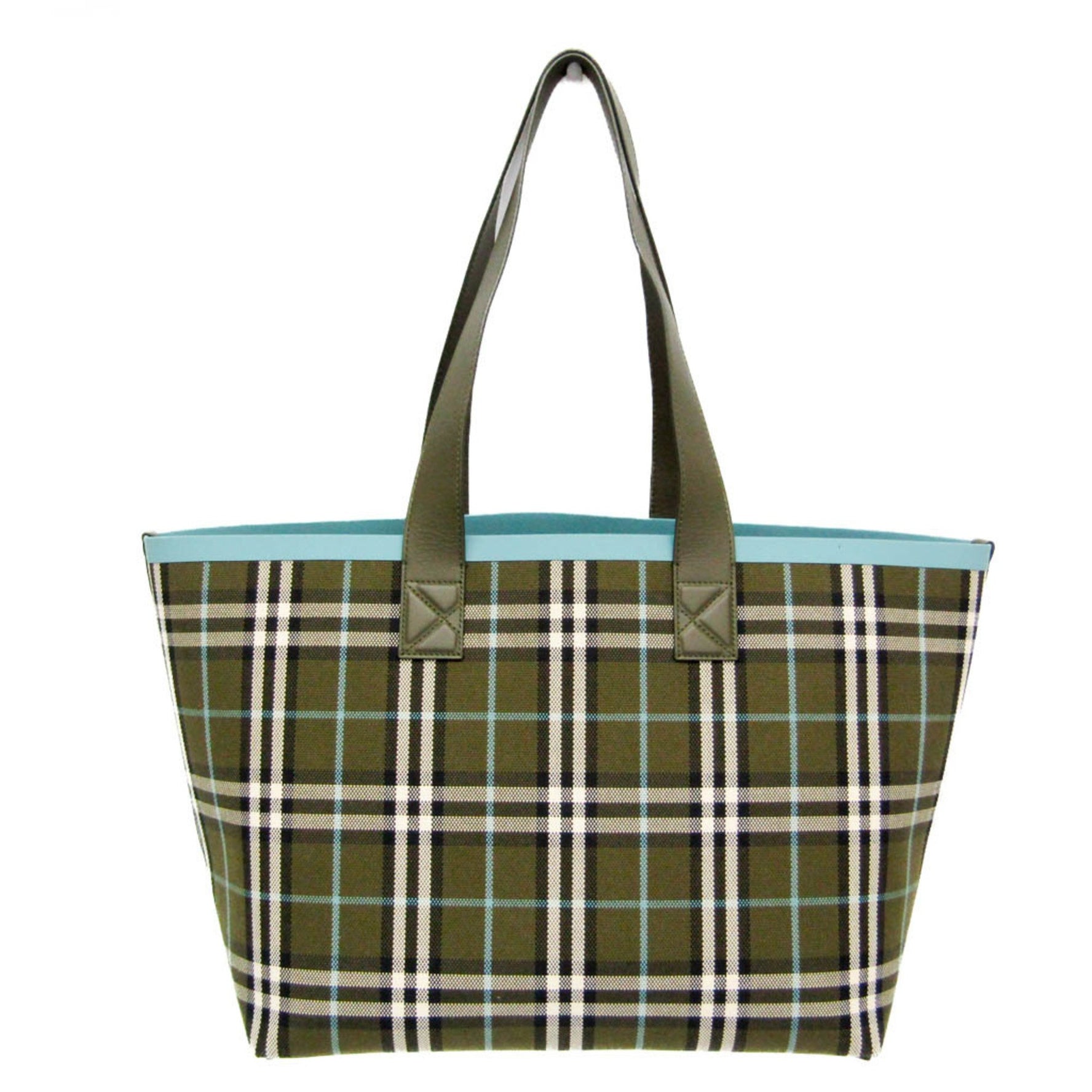 Burberry Comes With Pouch Women,Men Leather,Canvas Tote Bag Blue,Dark Green,White