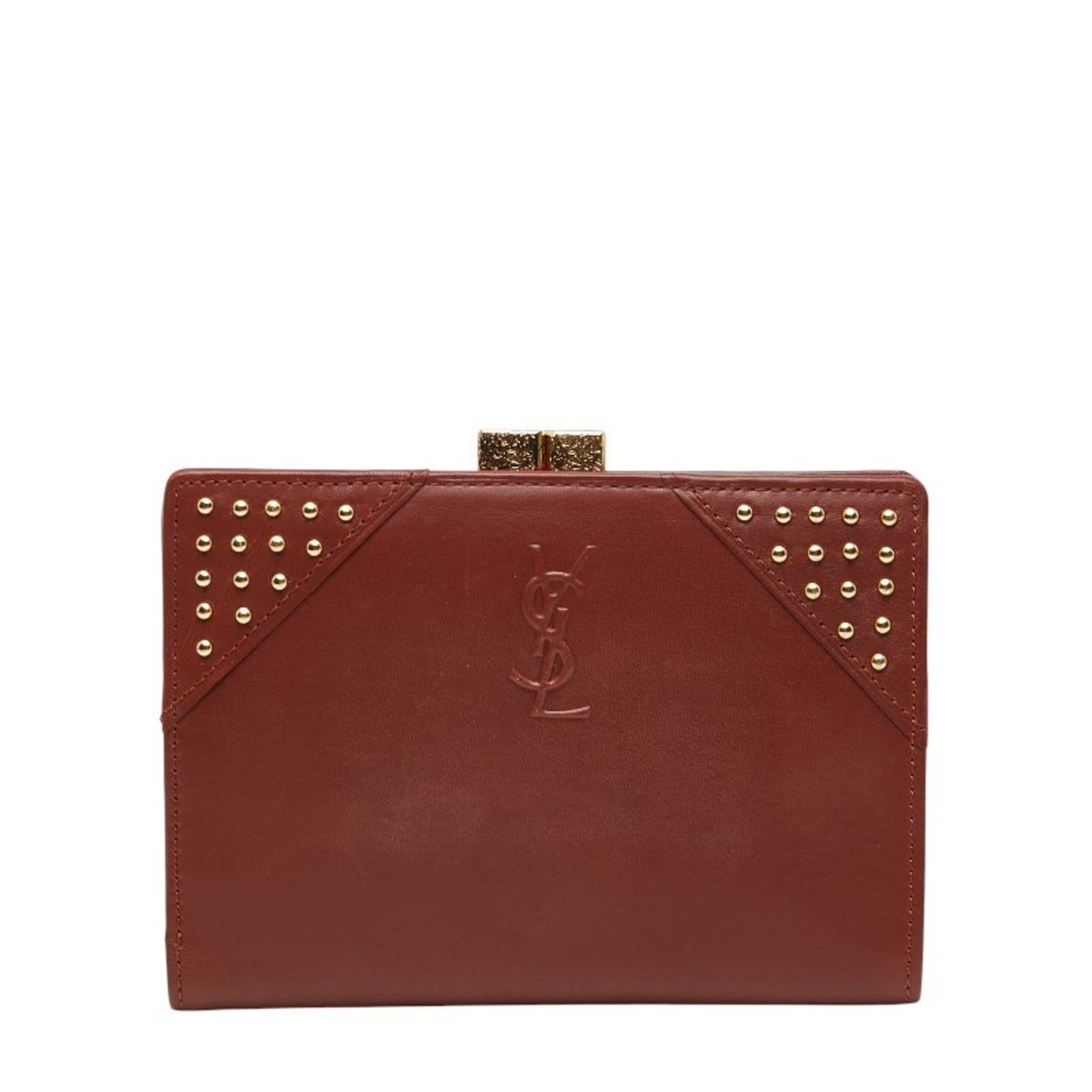 Saint Laurent YSL logo studded bifold wallet in leather .