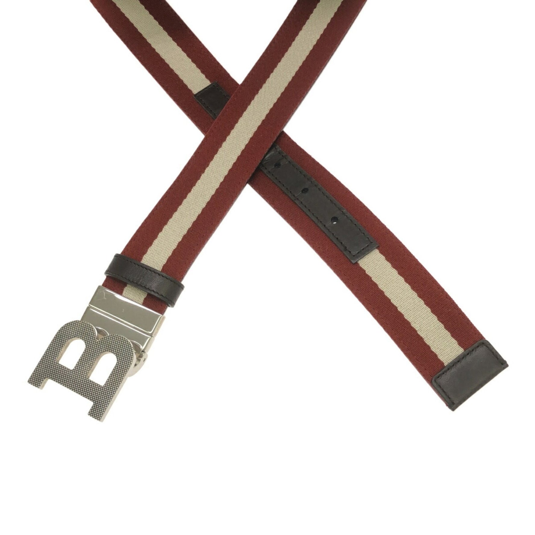 BALLY B BUCKLE BELT 35 Leather GENUINE LEATHER 90/36 Unisex Red x Dark Brown Mikunigaoka Store IT8LKBUUXWD4 RM0210V