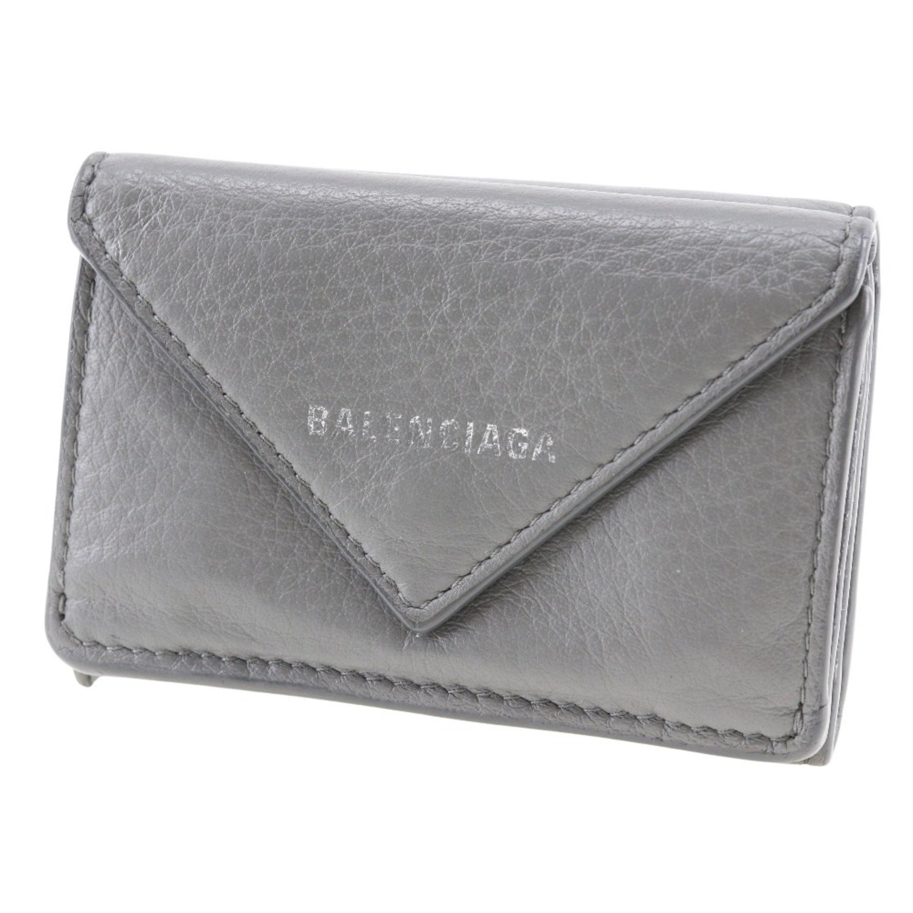 BALENCIAGA Paper Wallet Trifold Calf Snap Button Men's Women's I120824077