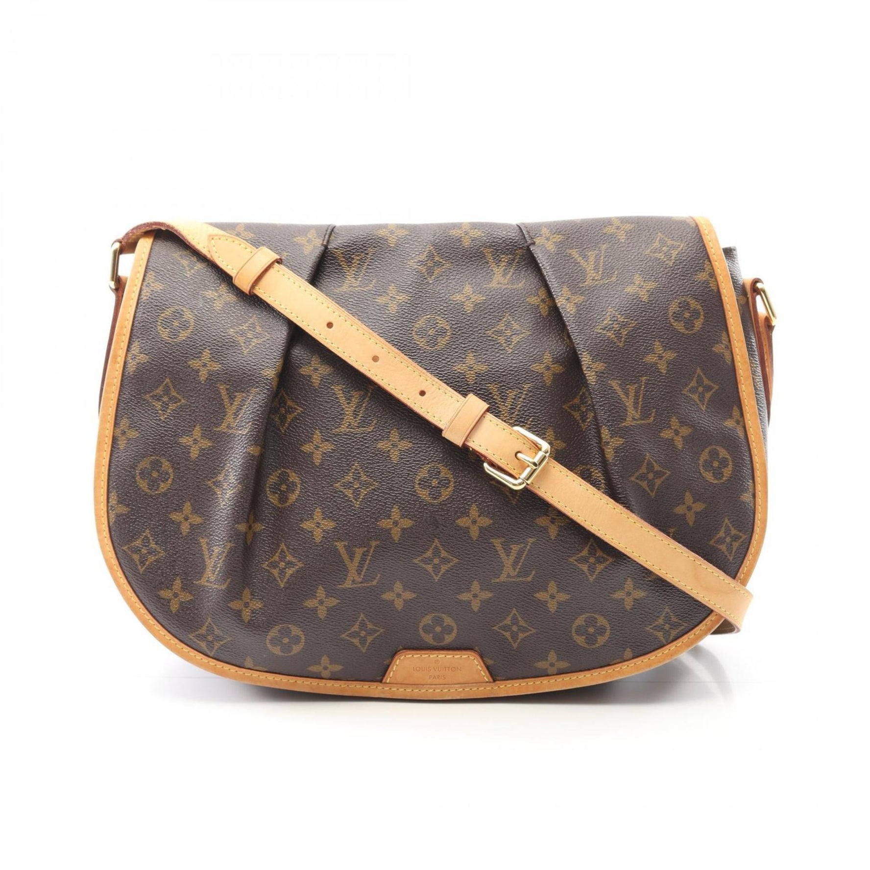 Louis Vuitton Ménilmontant MM Shoulder Bag in Coated Canvas and Leather with Monogram Design, Brown