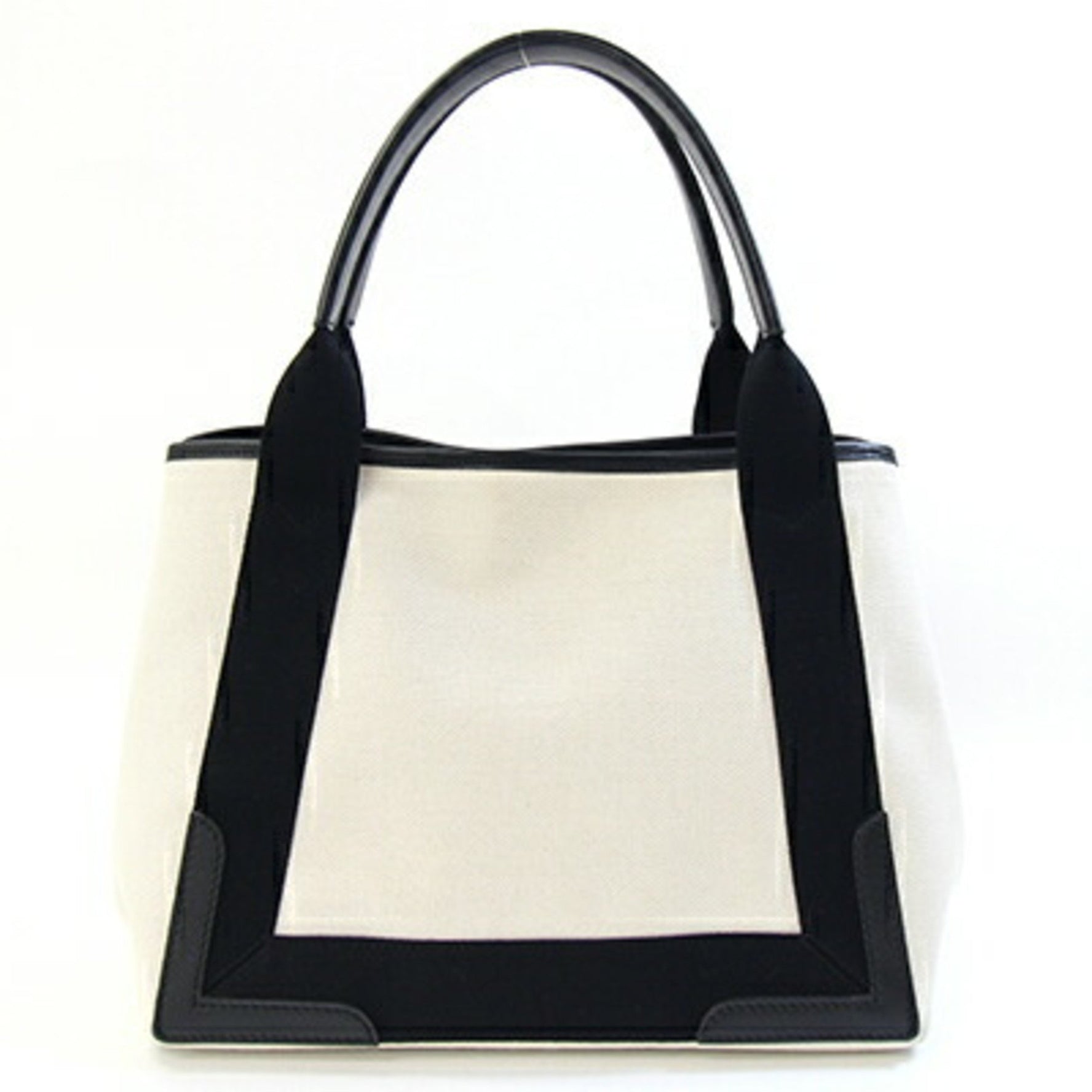 Balenciaga Tote Bag Navy Cabas Small Ivory Black Canvas Leather Handbag Women's BALENCIAGA