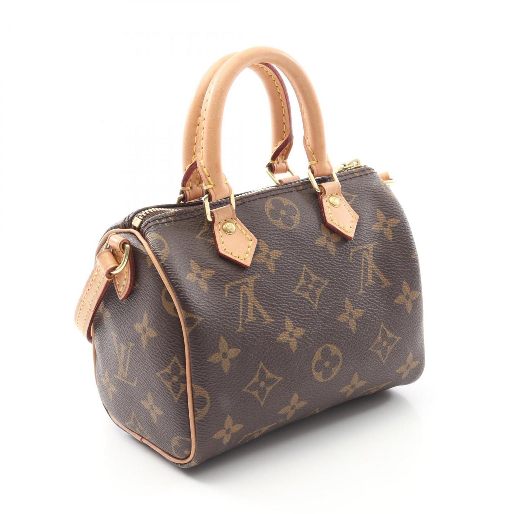 Louis Vuitton Nano Speedy Shoulder Bag, Coated Canvas and Leather, Monogram, Brown