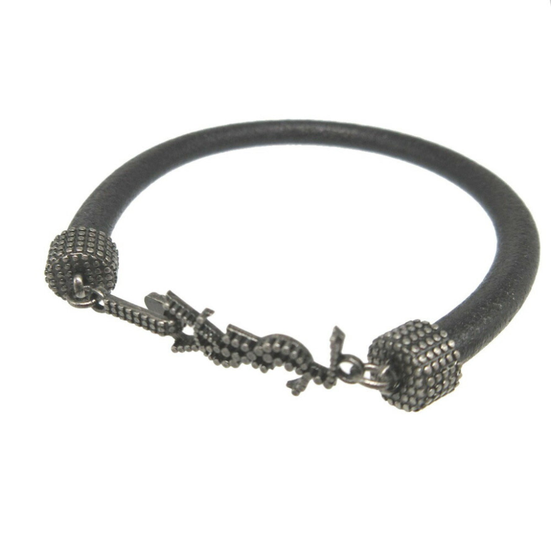 Yves Saint Laurent Saint Laurent Paris Leather Black Bracelet 1380SAINT LAURENT PARIS