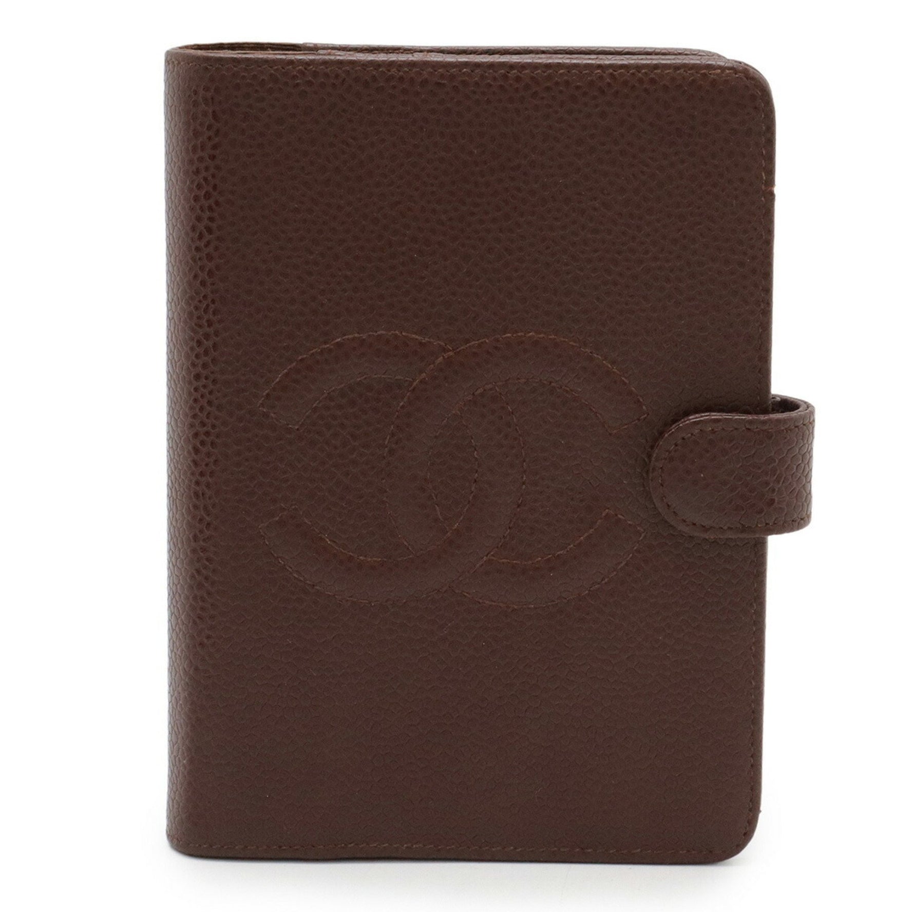 CHANEL Coco Mark Agenda Notebook Cover, 6-Hole, Caviar Skin, Leather, Brown