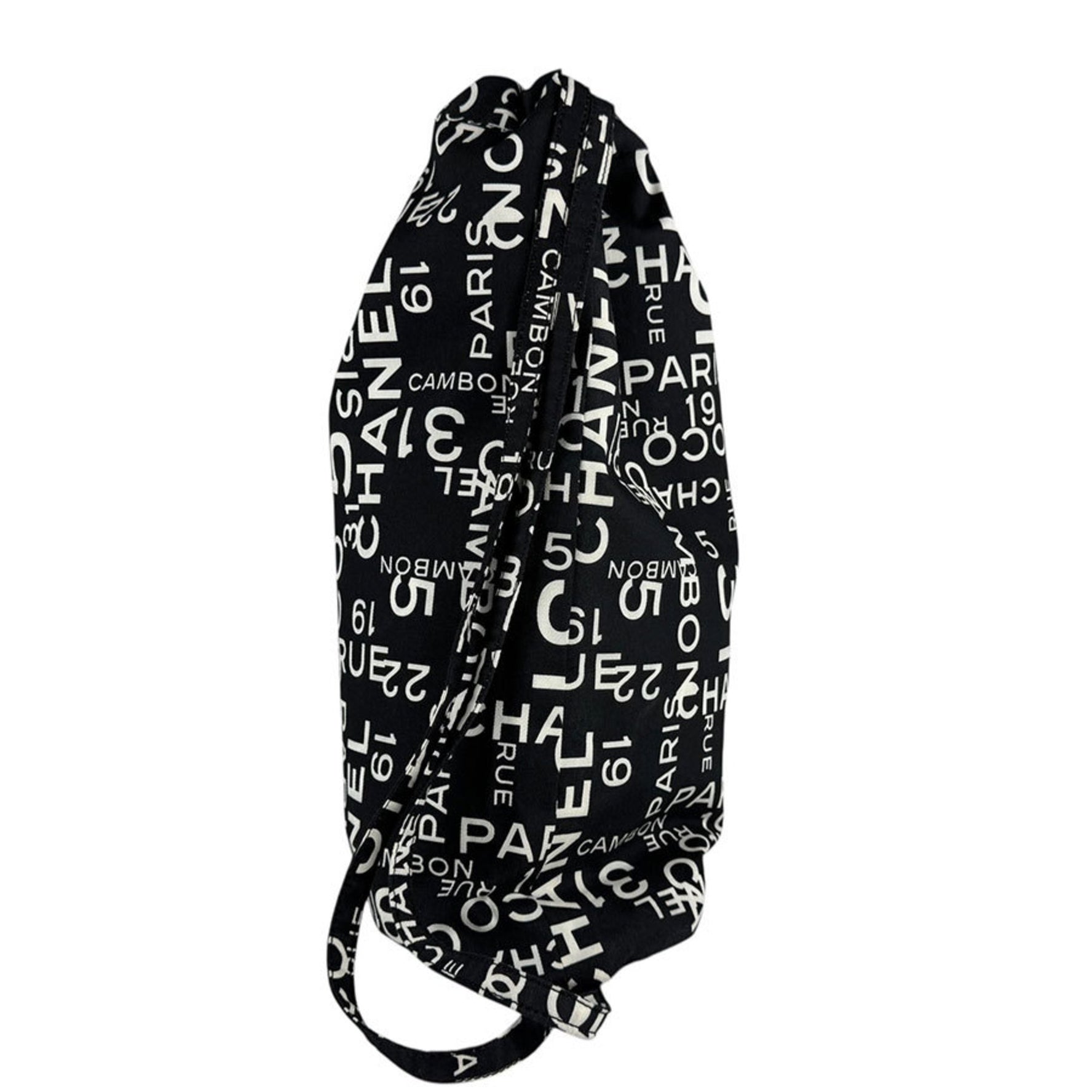 Chanel CHANEL Shoulder Bag Beach Bi-Cea Line Canvas Black x White Women's Z6552
