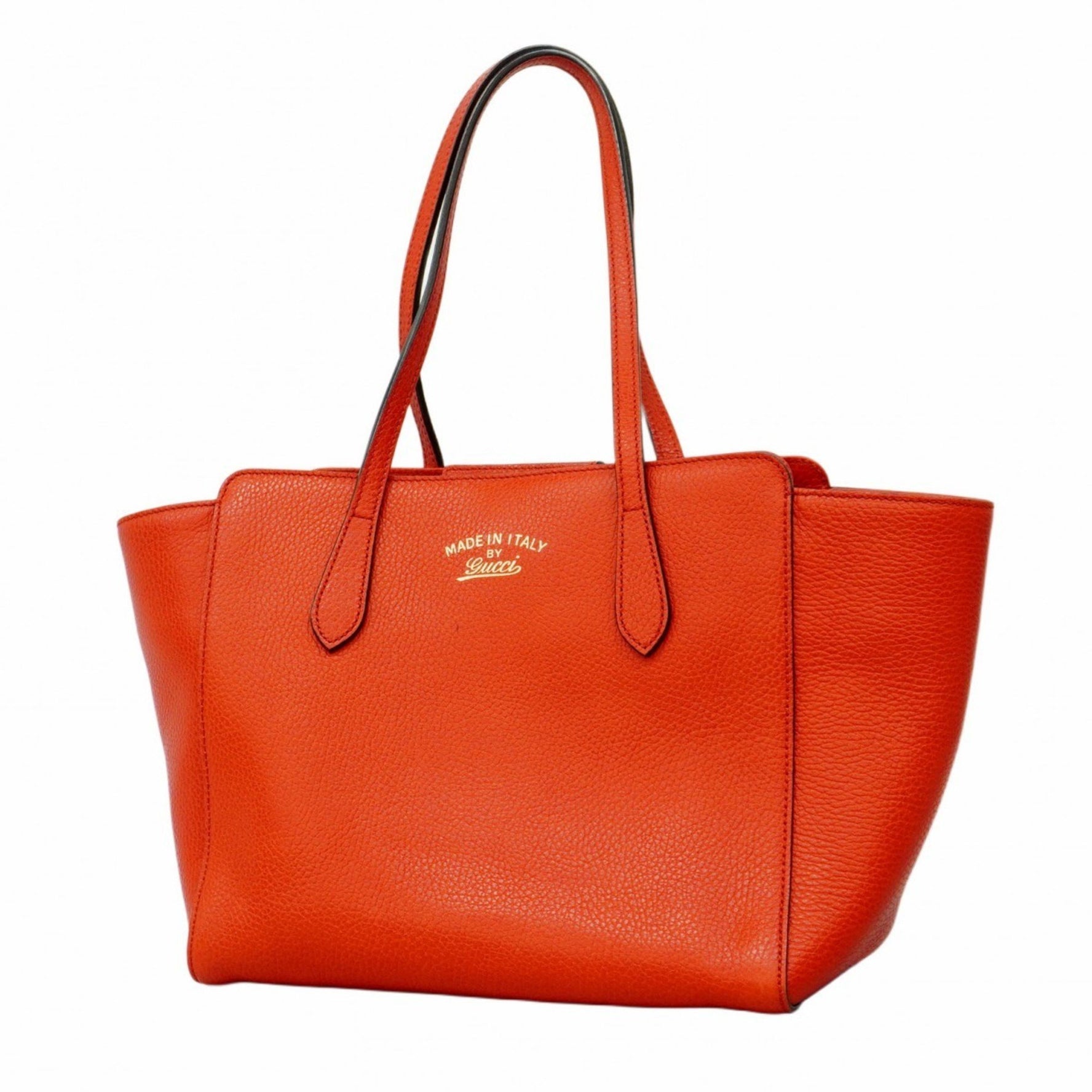Gucci Swing Tote Bag Leather Red Champagne Women's