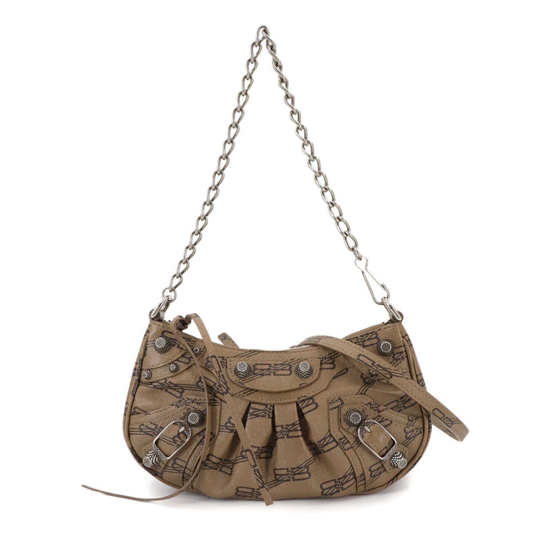 Balenciaga BB Monogram Le Cagole Mini Hand/Shoulder Bag in Brown Leather