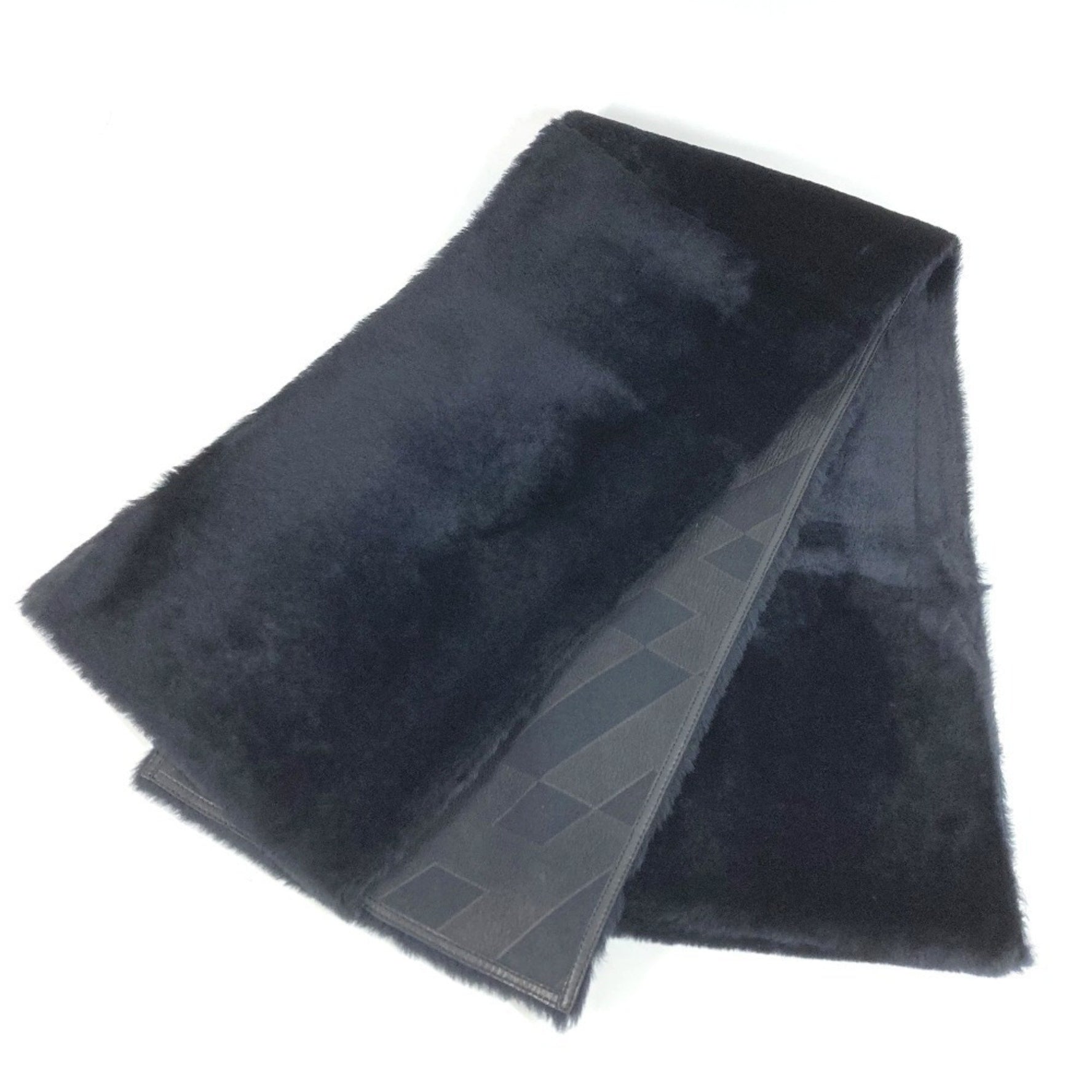 HERMES Leather Fur Shawl Stole Scarf Men's