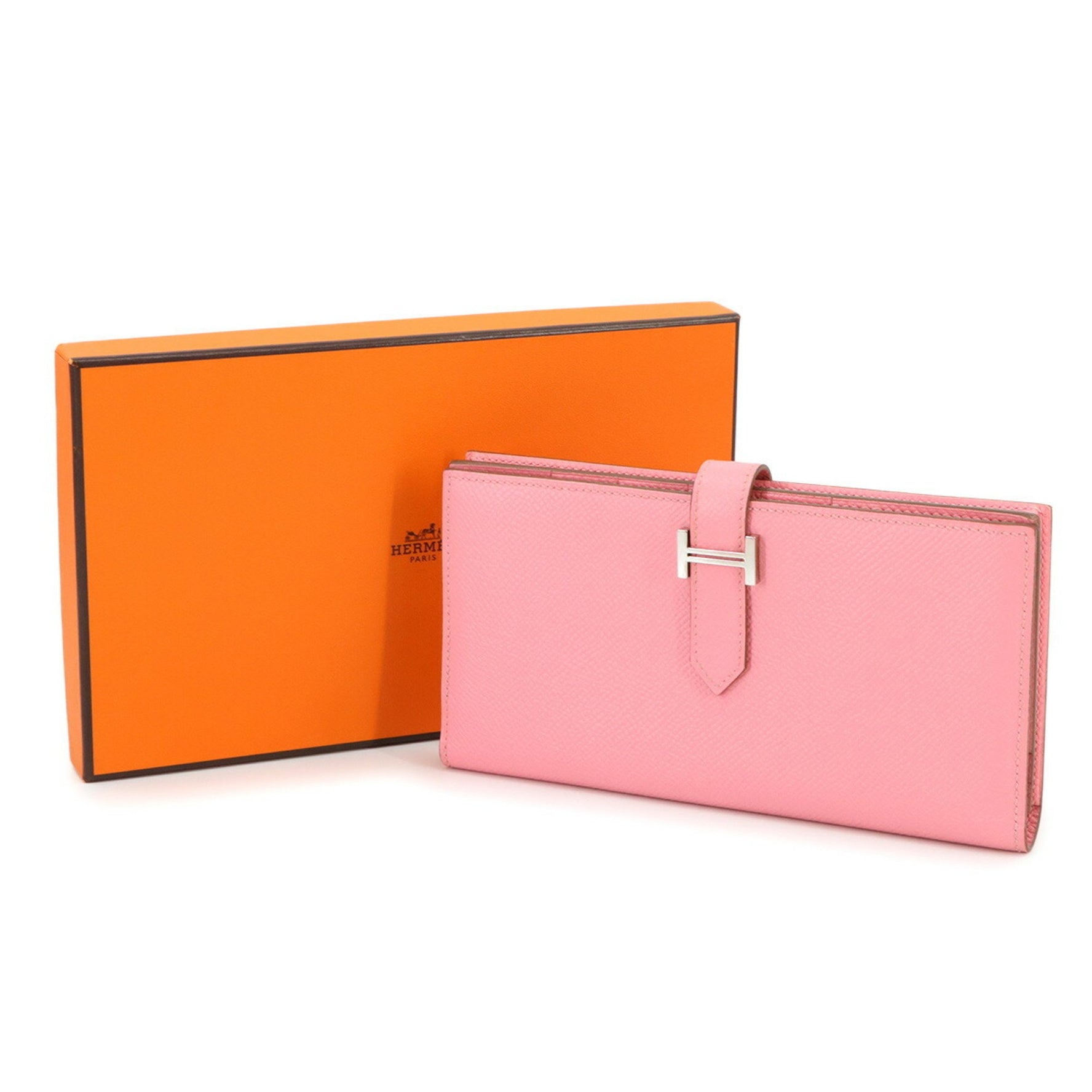 Hermes Hermès Bearn Soufflet Bifold Long Wallet, Epson Rose Confetti, T Stamp, Silver Hardware