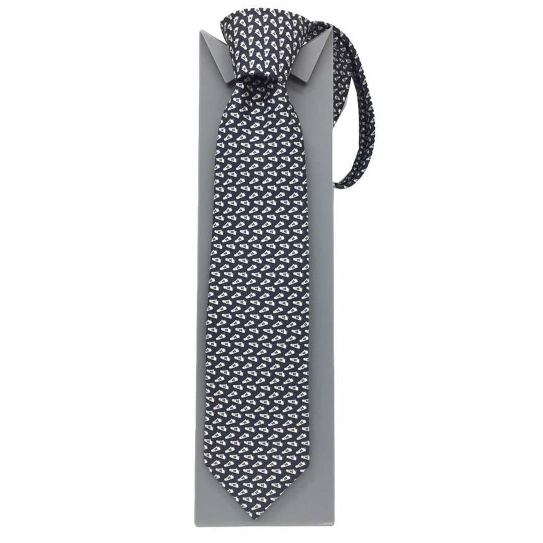 Hermes HERMES Tie 626219T 07 H AILE Sneakers Silk MARINE FONCE/BLANC/VE Navy Men's Unused