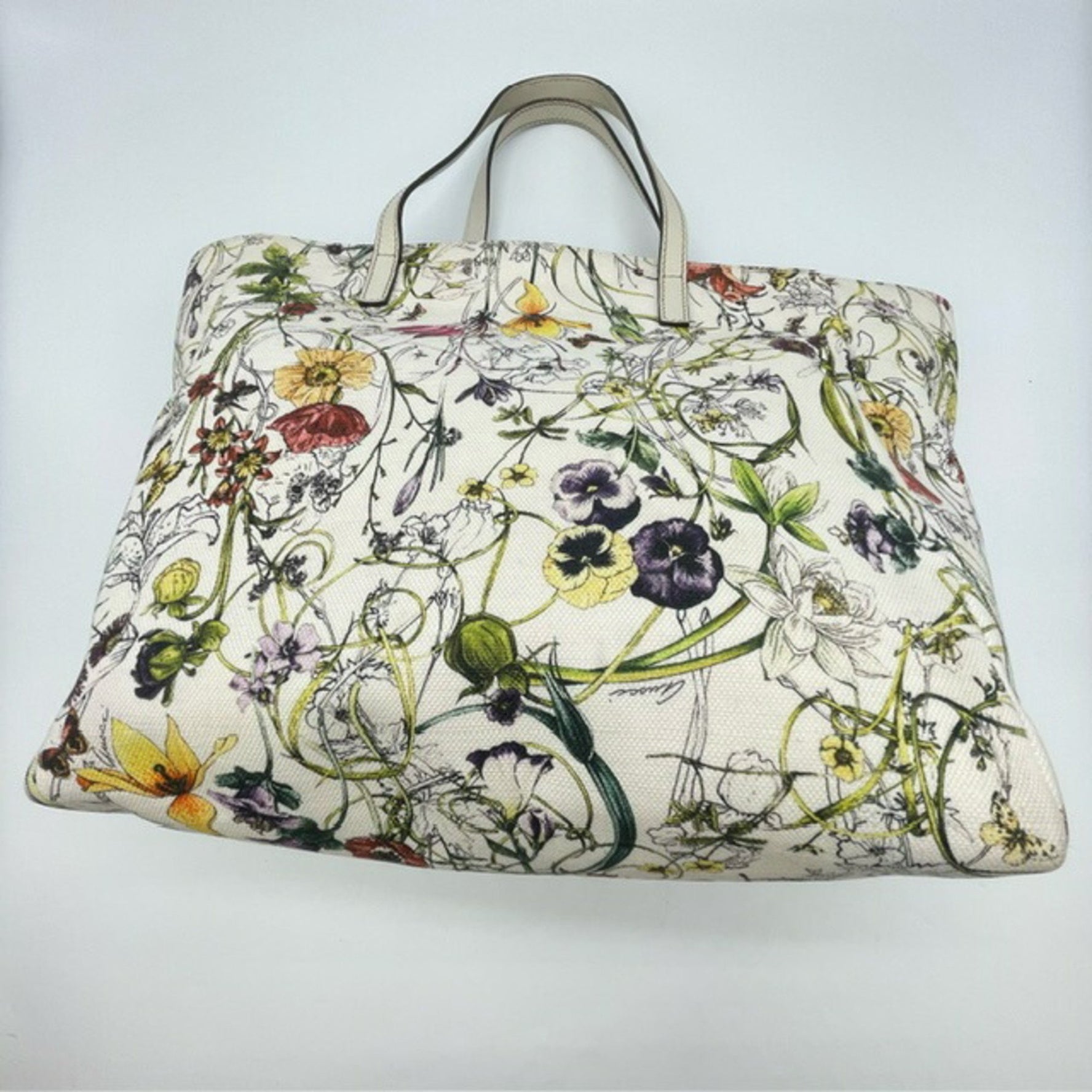 GUCCI Flora Tote Bag Handbag in White and Multicolor Canvas Leather