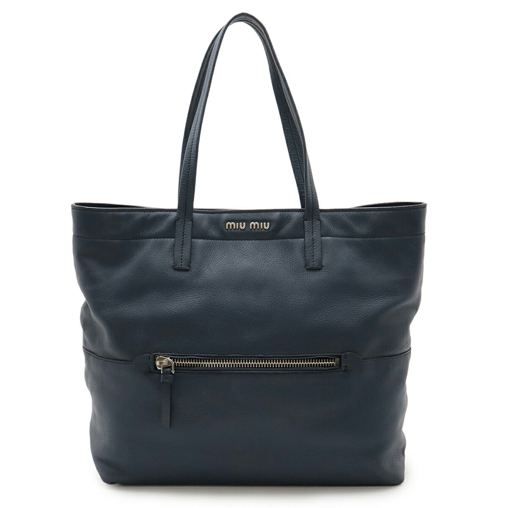 Miu Miu Miu Vitello Soft Tote Bag Shoulder Leather Blue