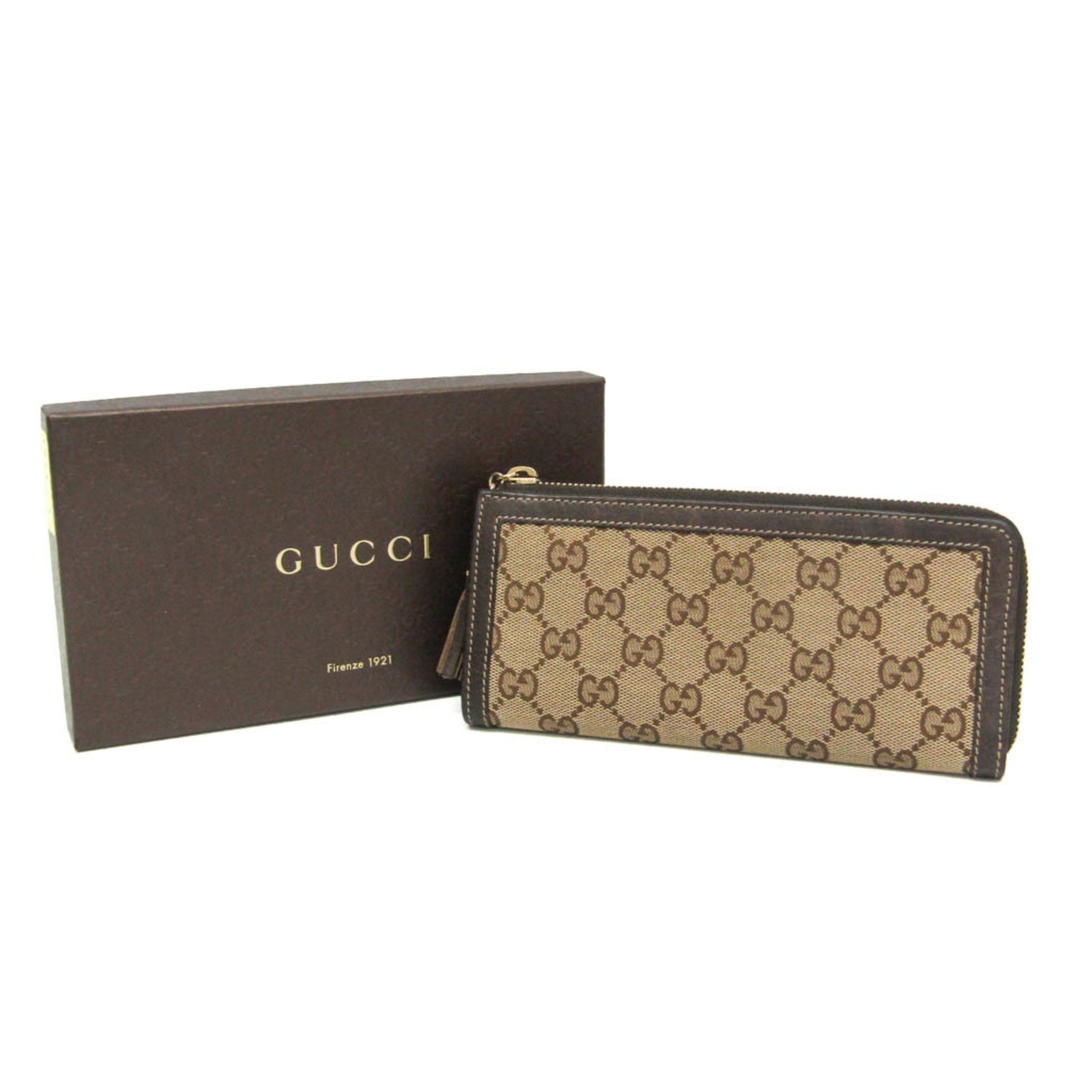 Gucci Bamboo GG Canvas,Leather Long Wallet (bi-fold) Beige,Brown