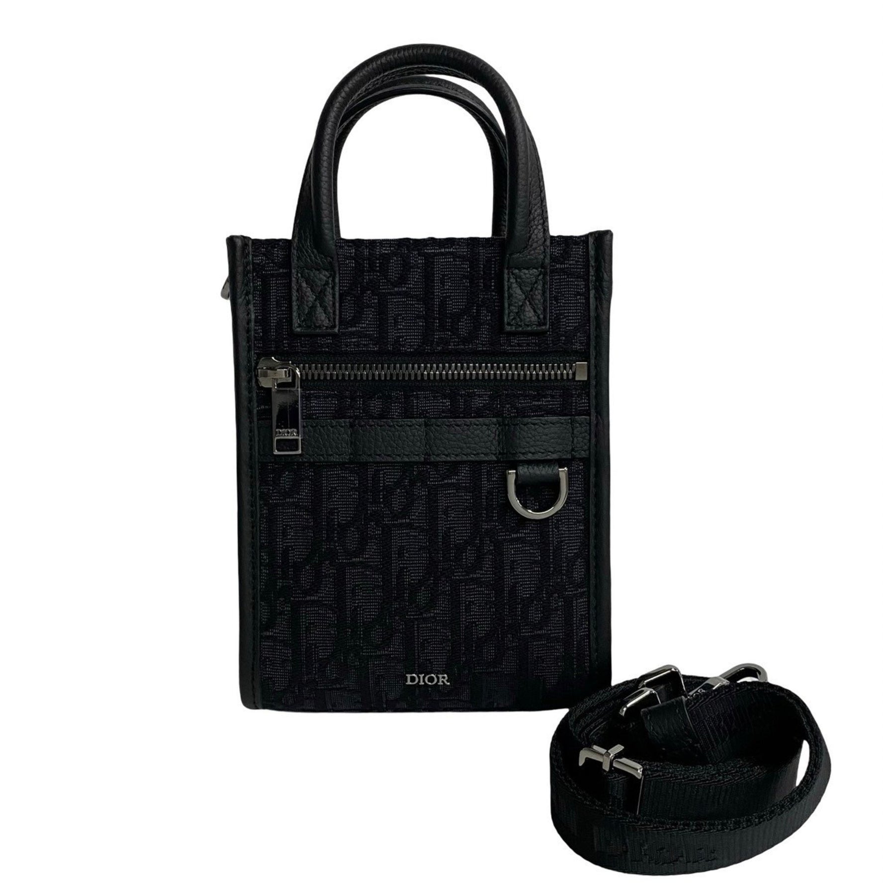 Christian Dior North-South Oblique Canvas and Leather Handbag/Shoulder Bag