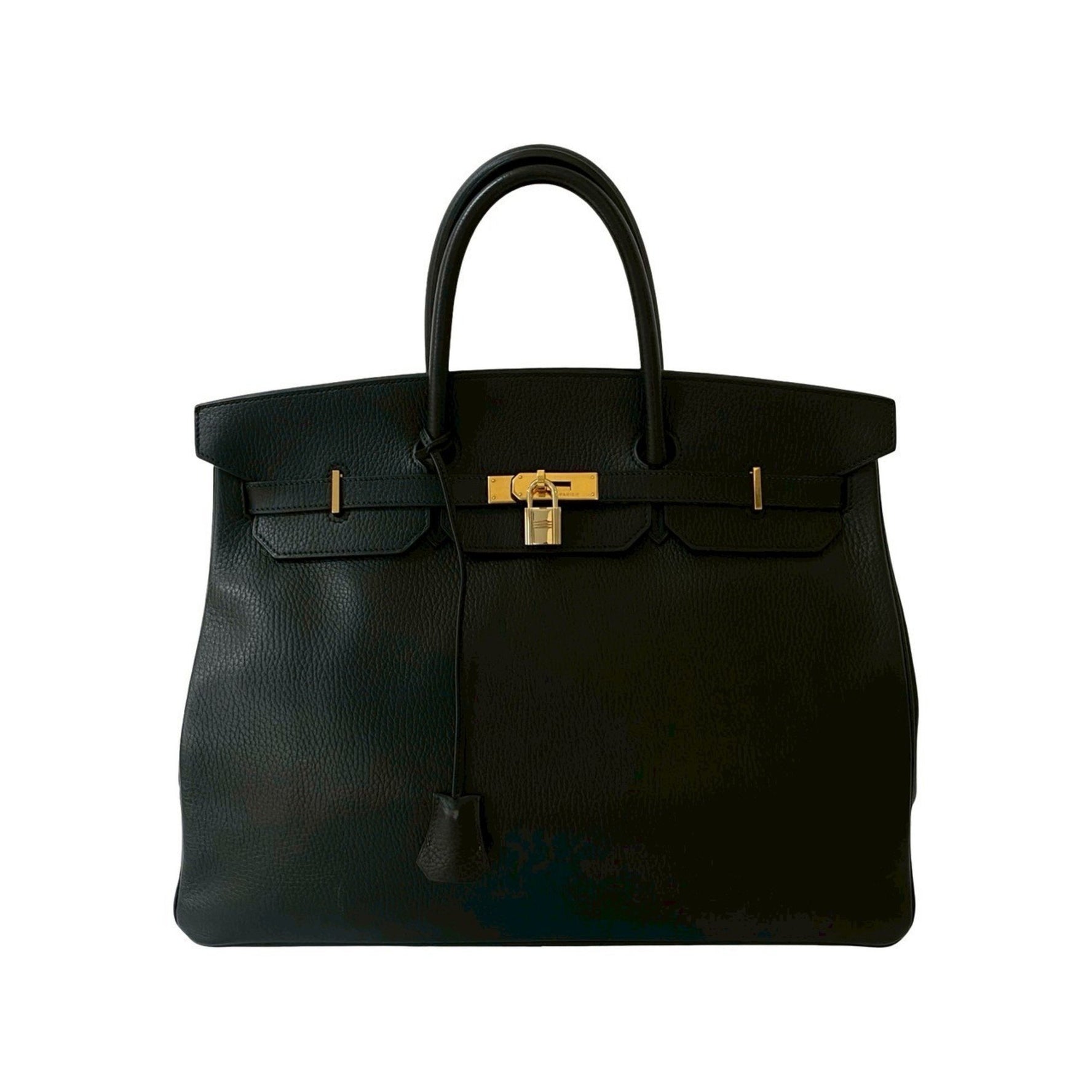 HERMES Birkin 40 Le Tourne Ardennes Leather Handbag Tote Bag Black