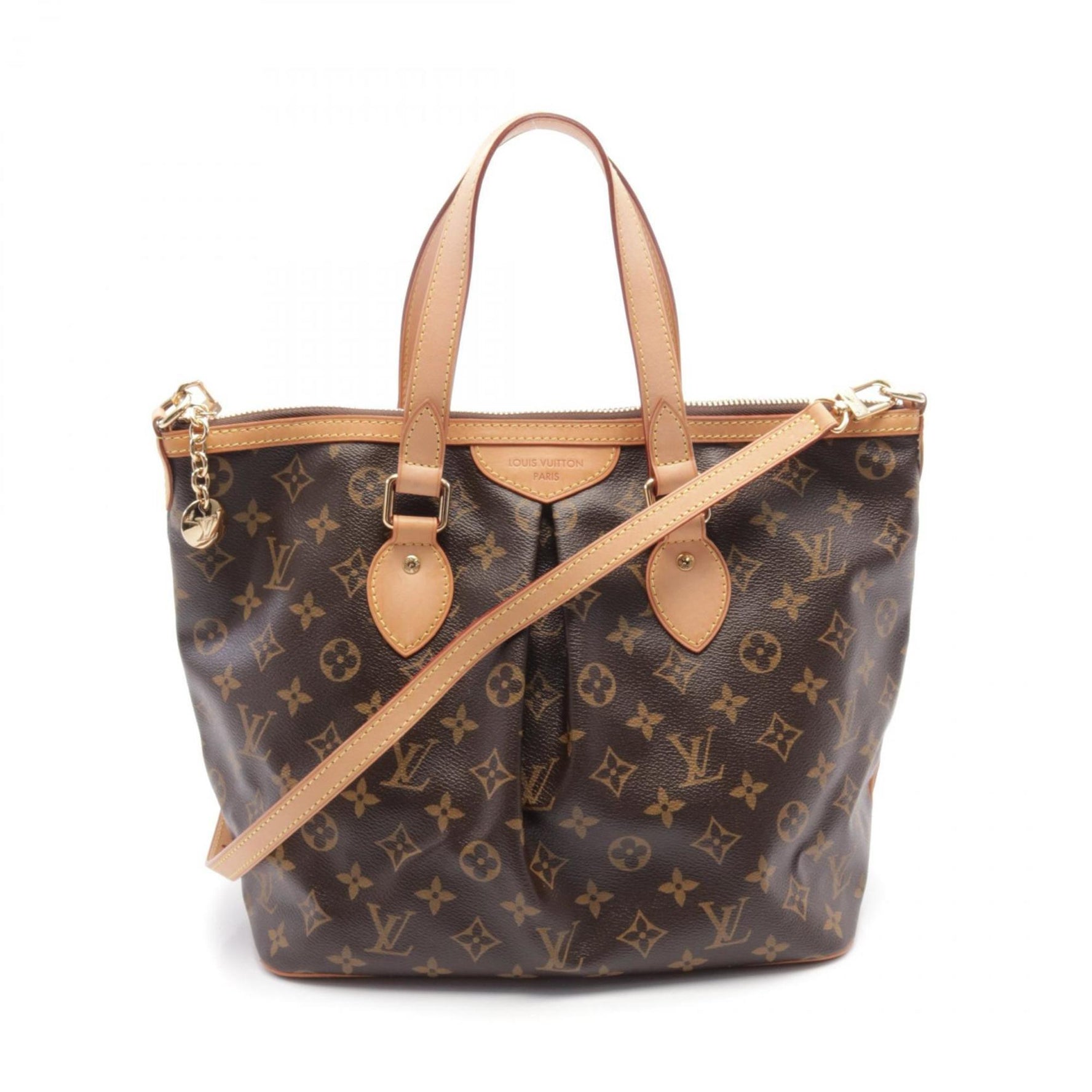 LOUIS VUITTON Palermo PM Monogram Handbag Bag Coated Canvas Leather Women's Brown M40145