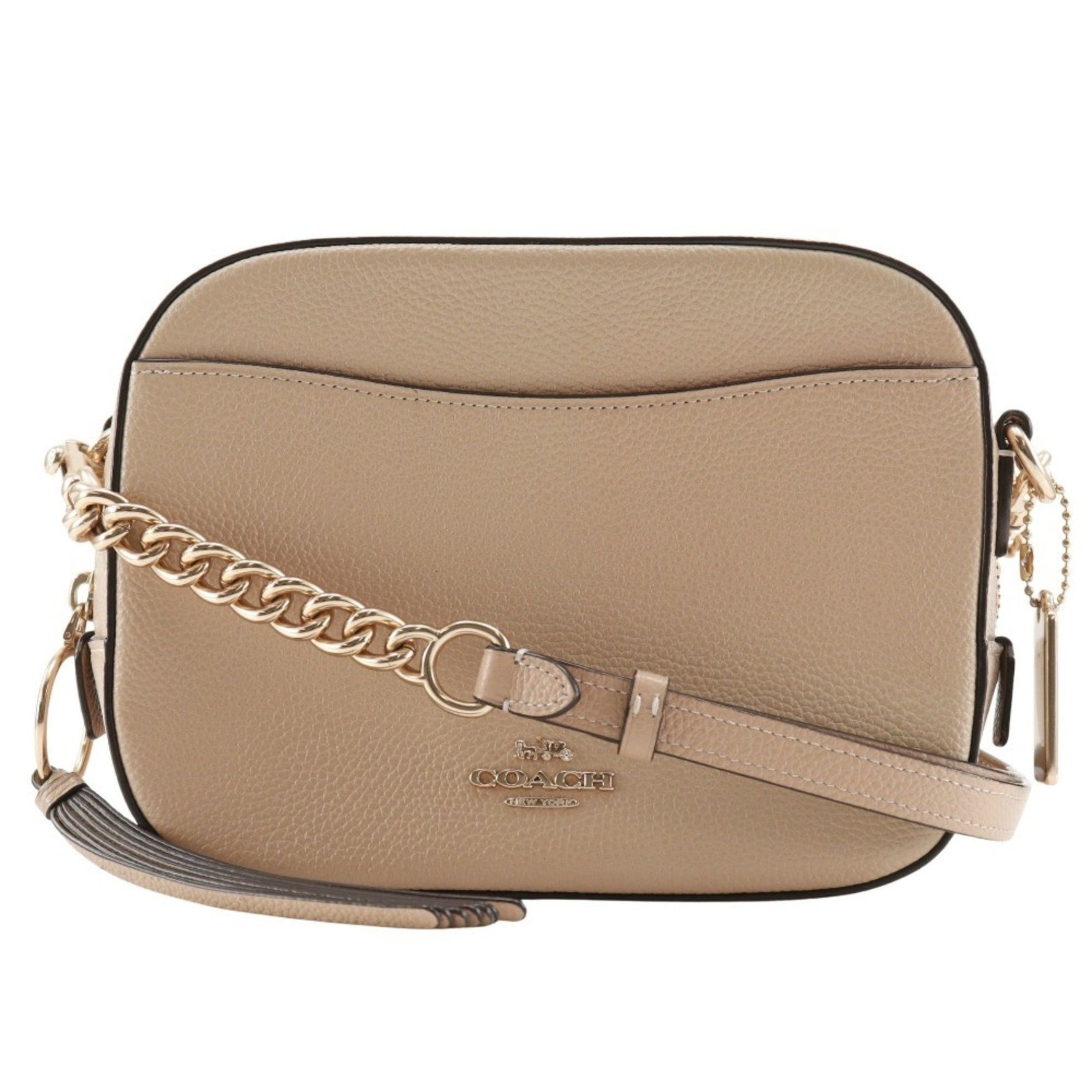 Coach COACH Shoulder Bag Leather Beige Camera Women's