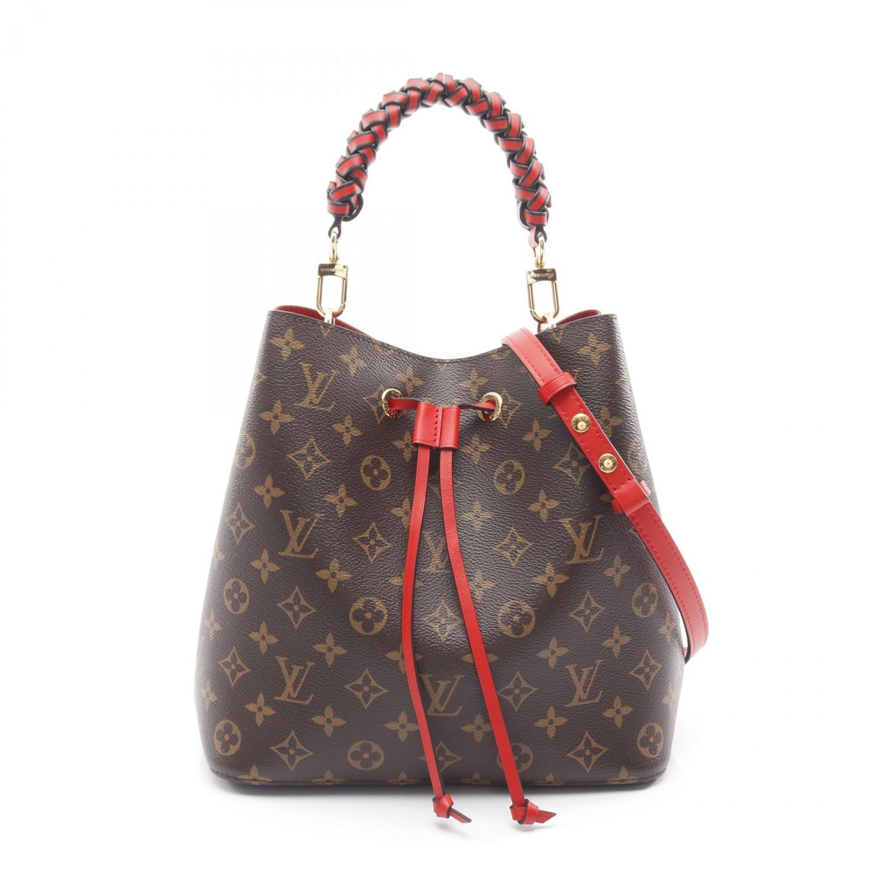 Louis Vuitton NeoNoe Handbag, Coated Canvas and Leather, Monogram, Brown Red