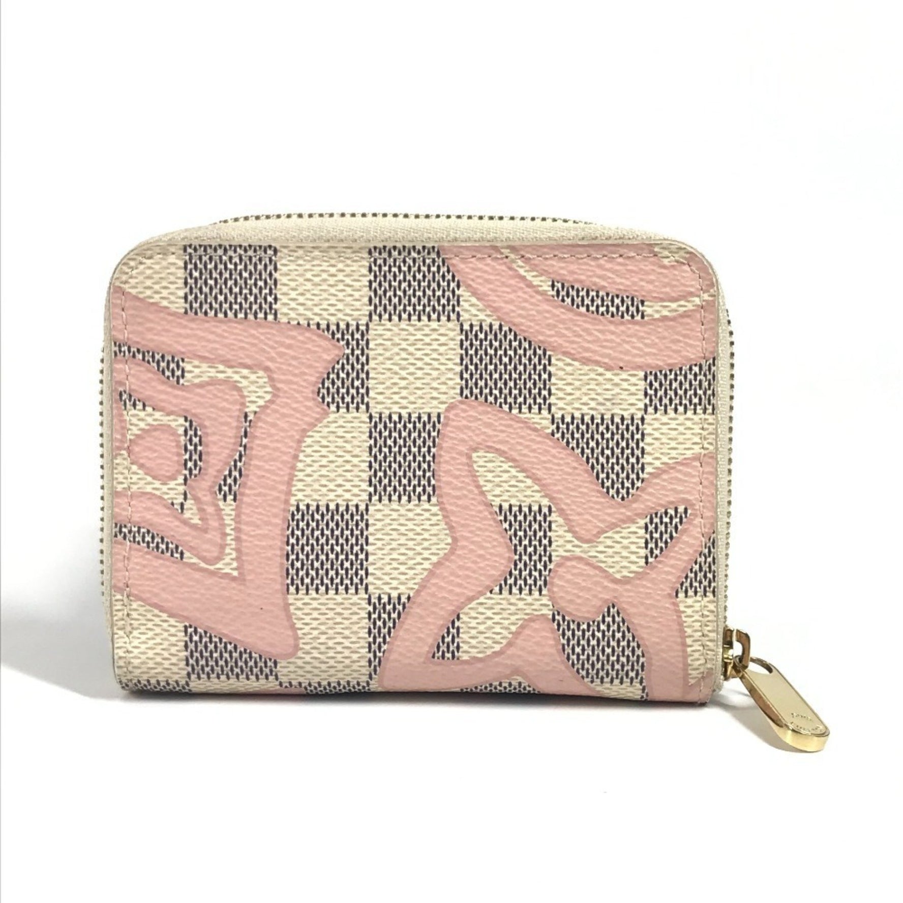 LOUIS VUITTON Damier Azur Tahiti Zippy Coin Purse, Wallet with Zip-Around Closure, Canvas, Men's and White