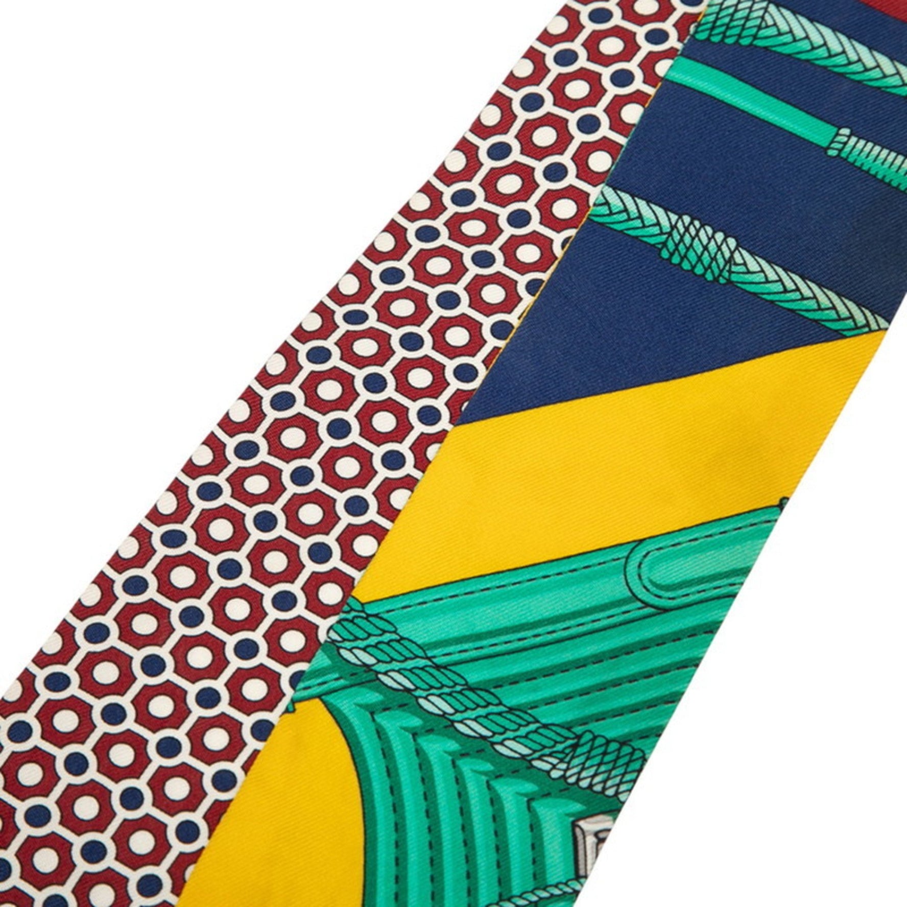 Hermes Hermès Twilly CLIC CLAC MODERN CANNAGE Scarf, Red Multicolor Silk