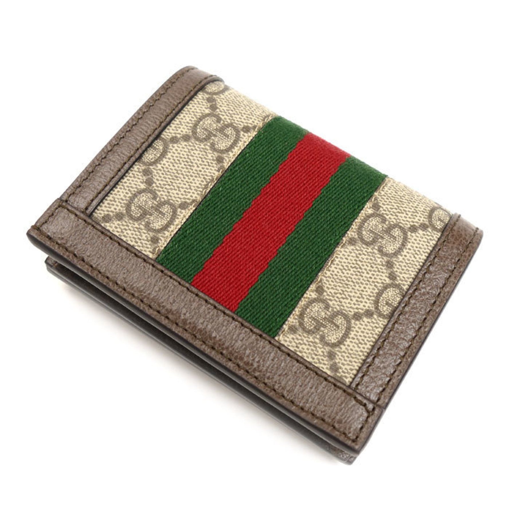 GUCCI Ophidia GG Card Case Wallet Bi-fold Beige/Ebony 8745