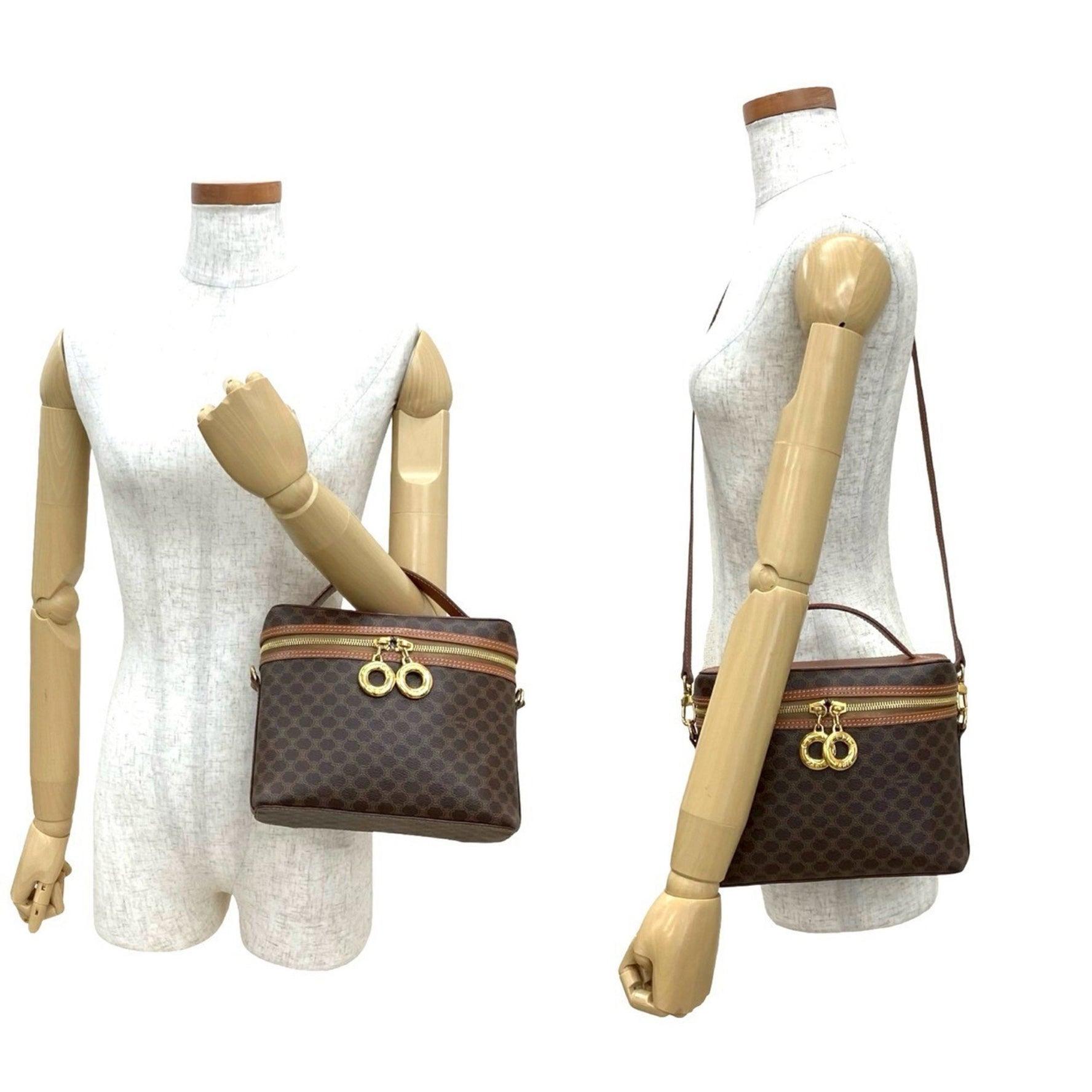 CELINE Macadam Blason Triomphe Pattern Circle Logo Leather Handbag/Shoulder Bag