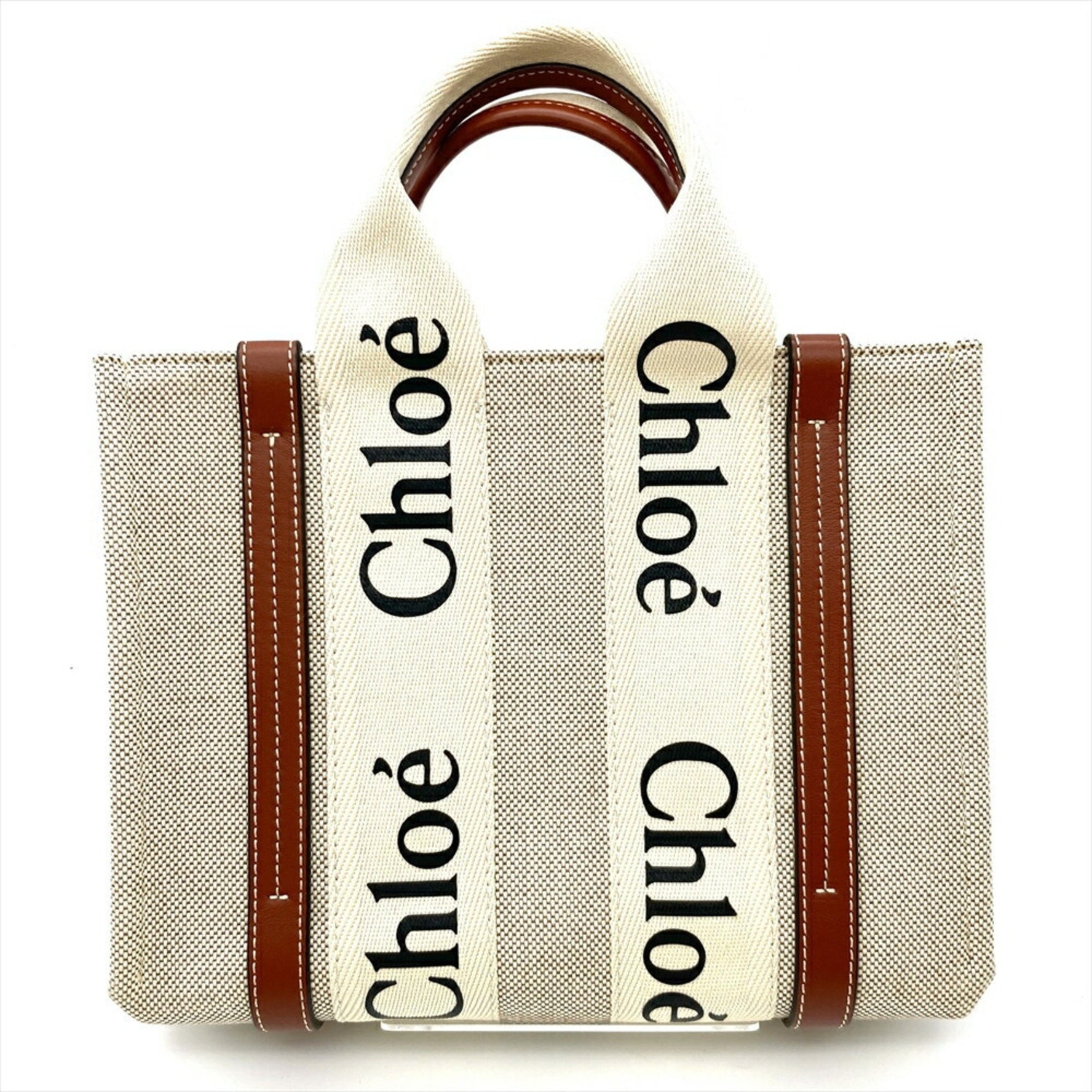 Chloé Chloe Woody Small Tote Bag Cotton Leather
