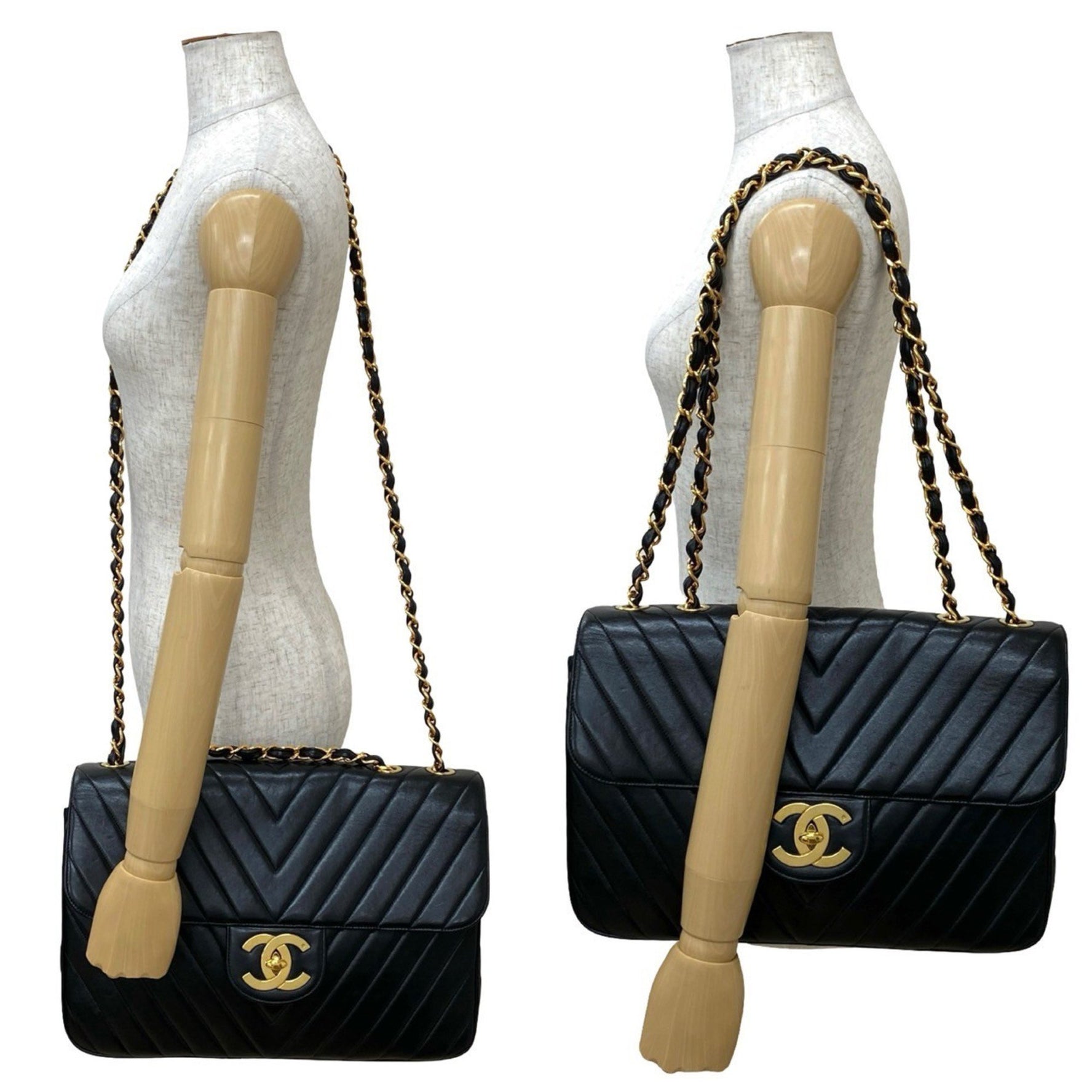 CHANEL V-Stitch Coco Mark Lambskin Leather Chain Shoulder Bag